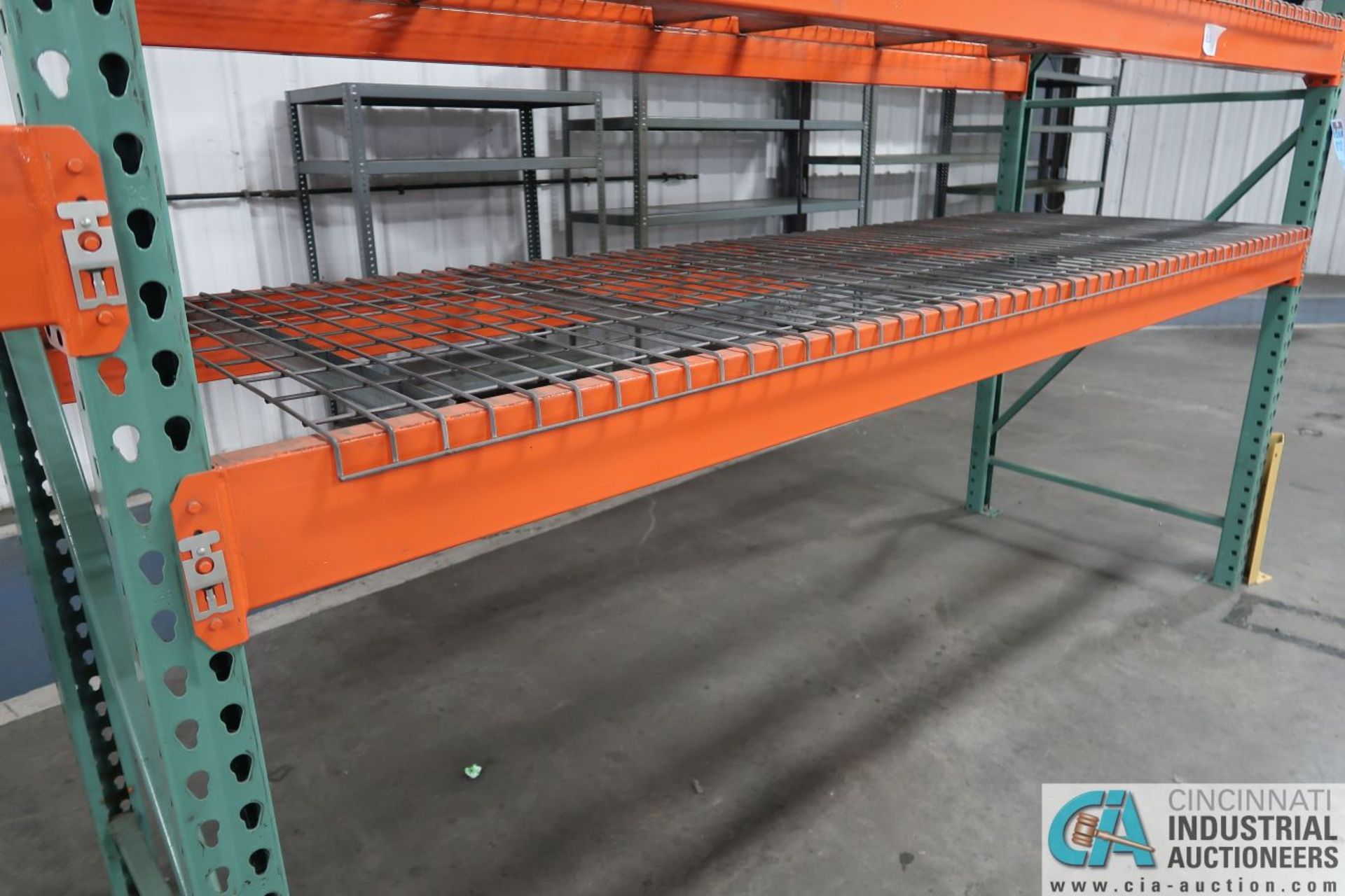 Sections 36" x 108" x 12' High Pallet Rack; (3) Uprights, (16) 5" x 108" Beams, (16) Wire Decks - Image 3 of 8