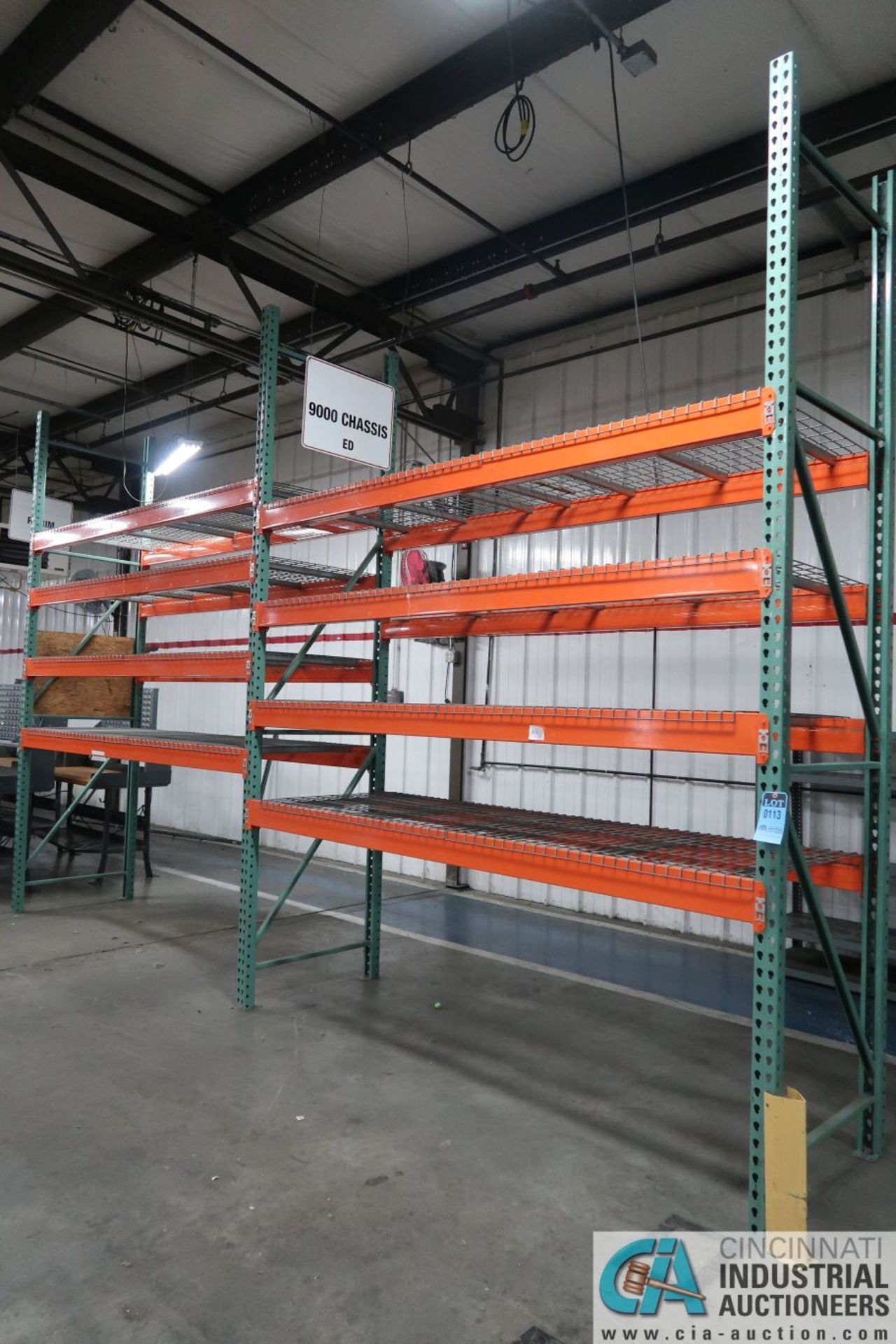 Sections 36" x 108" x 12' High Pallet Rack; (3) Uprights, (16) 5" x 108" Beams, (16) Wire Decks
