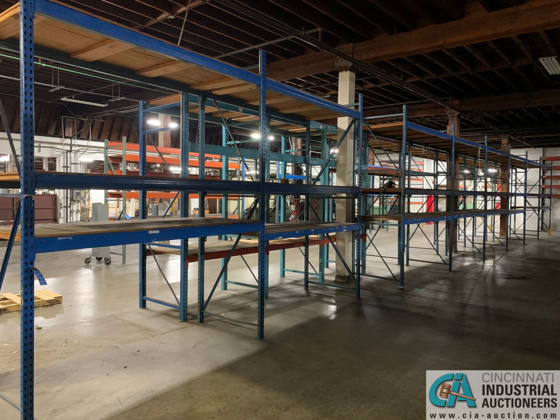 Sections 42" Deep x 10' High x 8' Wide Blue Pallet Rack, (10) 42" x 10' Uprights, (42) 8' Beams,