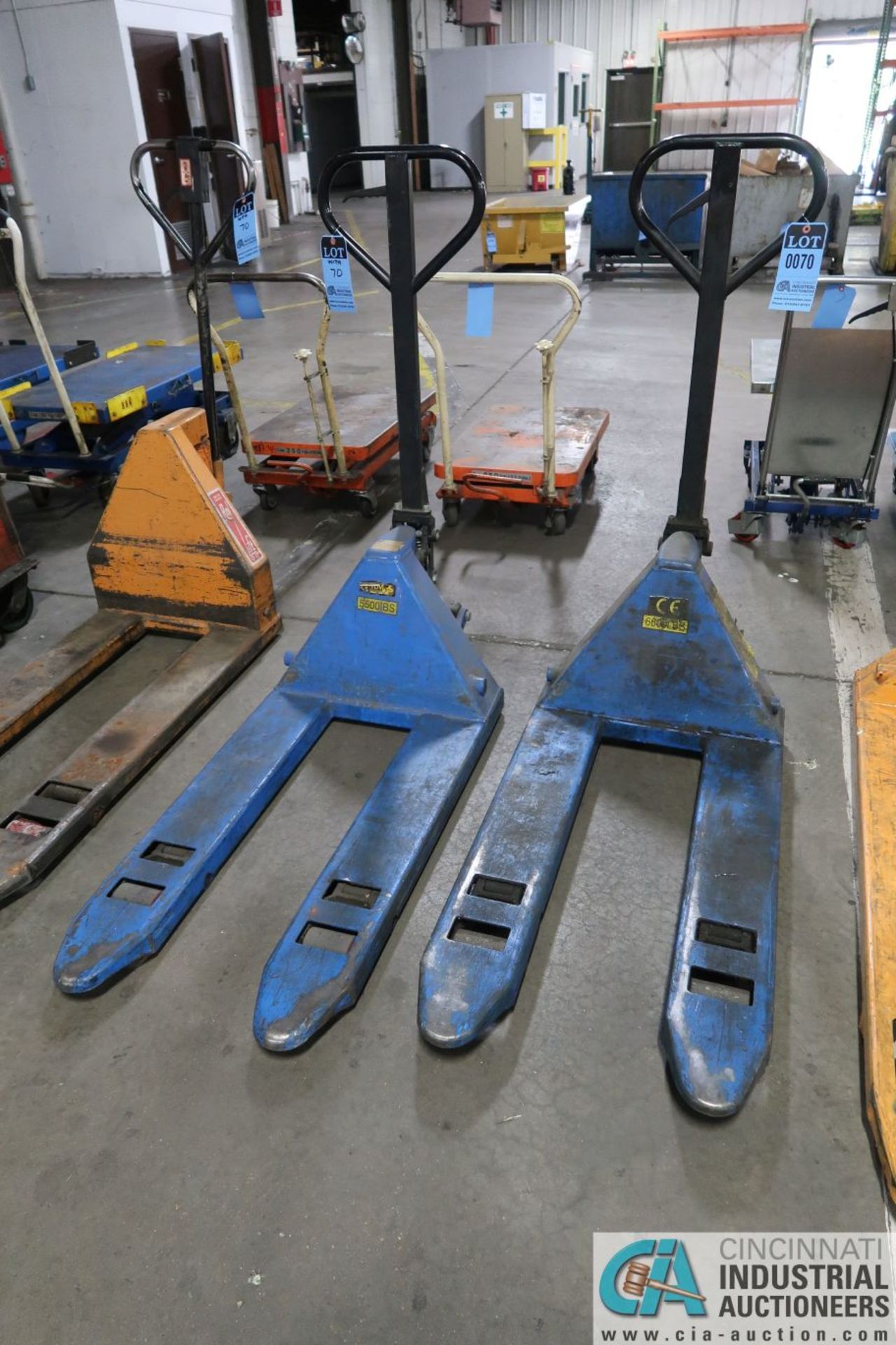 SHORT FORK HAND HYDRAULIC PALLET TRUCKS, (1) 6,600 LB. GLOBAL, (1) 5,500 LB. GLOBAL AND (1) 5,000