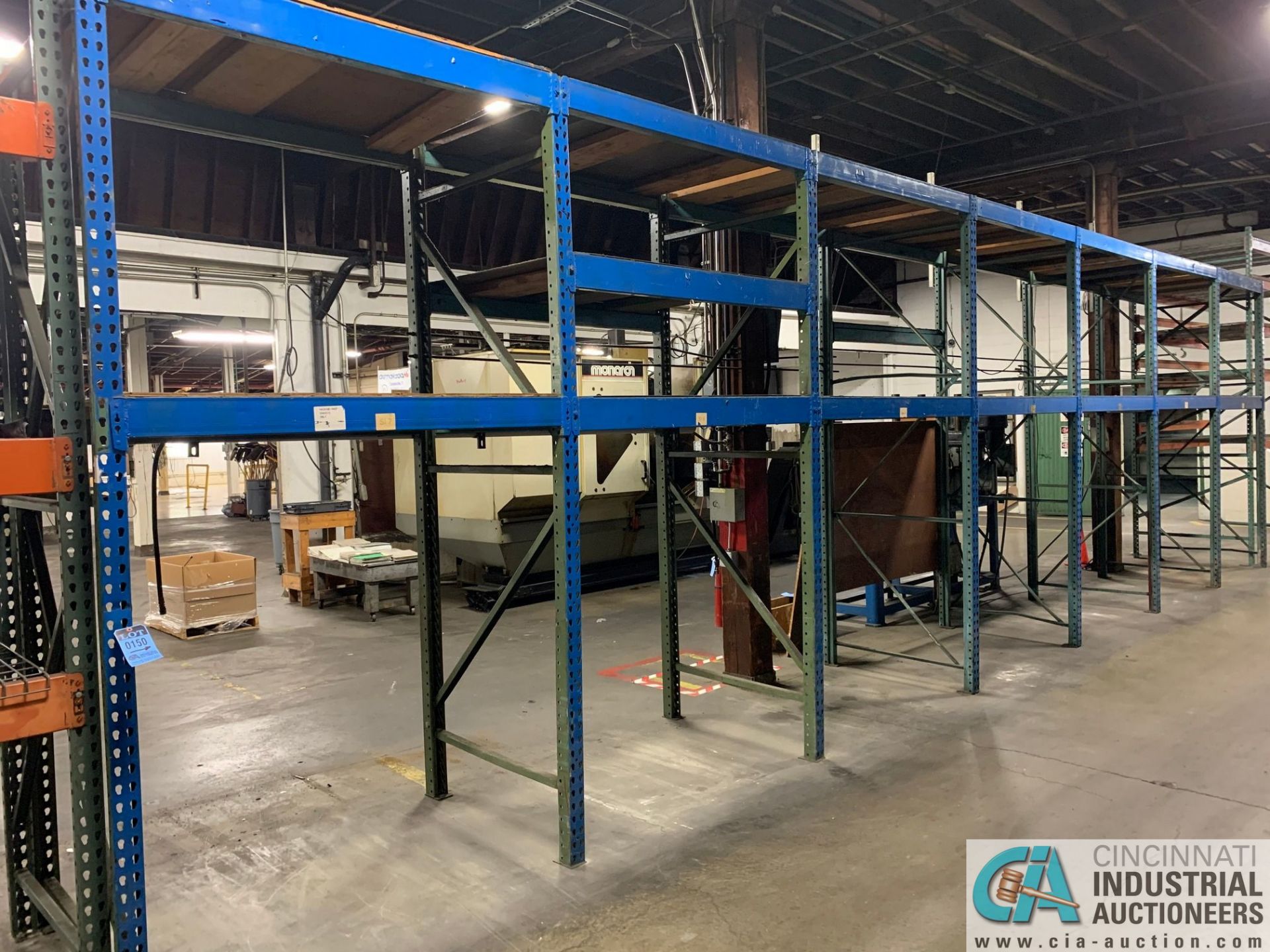 Sections 44" Deep x 5' Wide x 10' High Blue Pallet Rack, (8) Uprights, (30) 5' Beams, with Wood