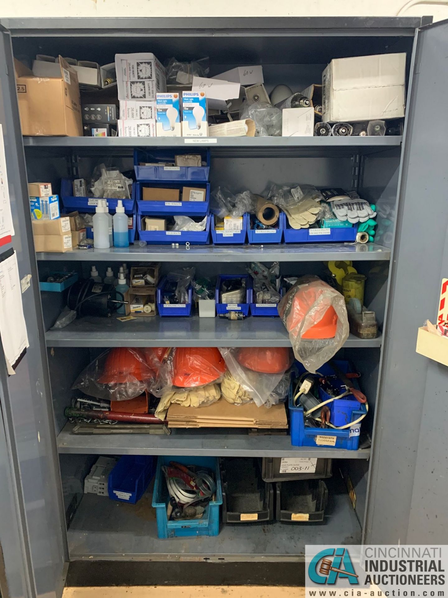 (LOT) (4) CABINETS WITH MAINTENANCE PARTS AND SUPPLIES, FUSES, WIRE, CONNECTORS AND RELATED