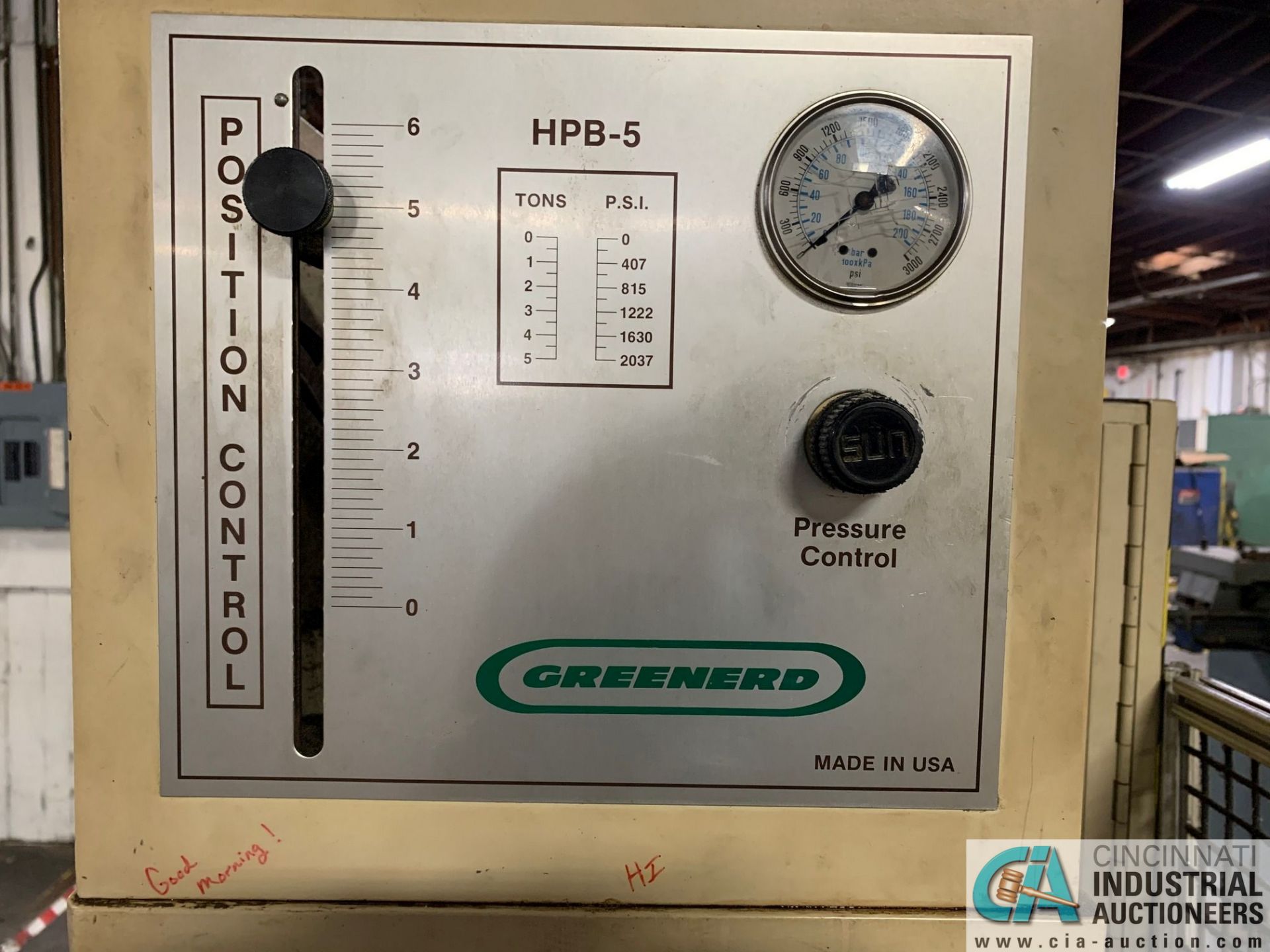 5 TON GREENERD HPB-5 HYDRAULIC PRESS; S/N T5935 (NEW 2000) WITH TABLE - Image 3 of 6