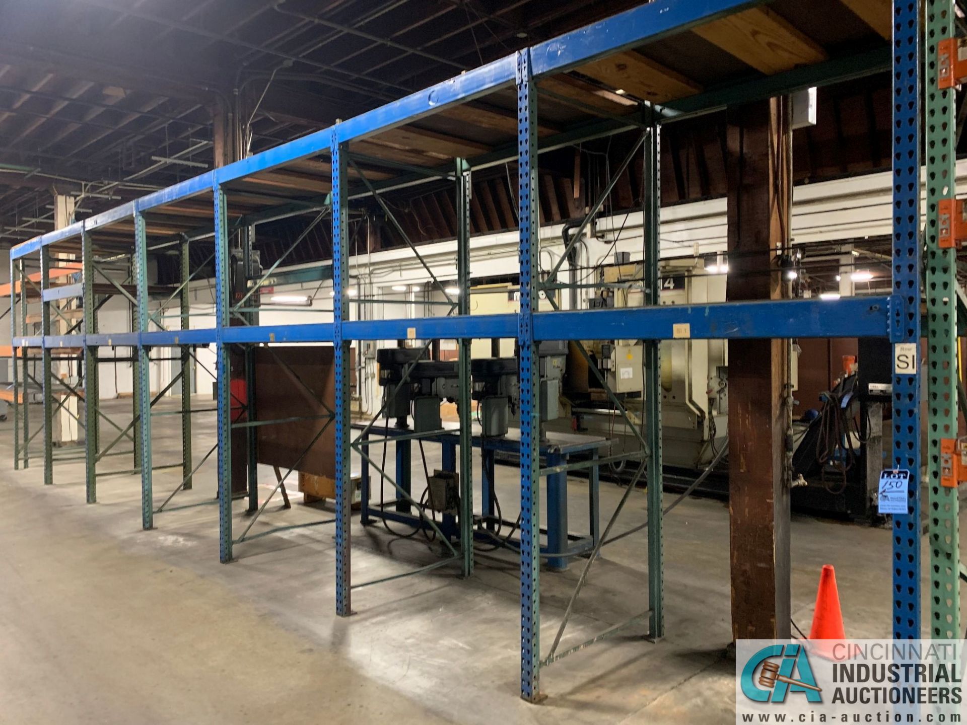 Sections 44" Deep x 5' Wide x 10' High Blue Pallet Rack, (8) Uprights, (30) 5' Beams, with Wood - Image 3 of 3