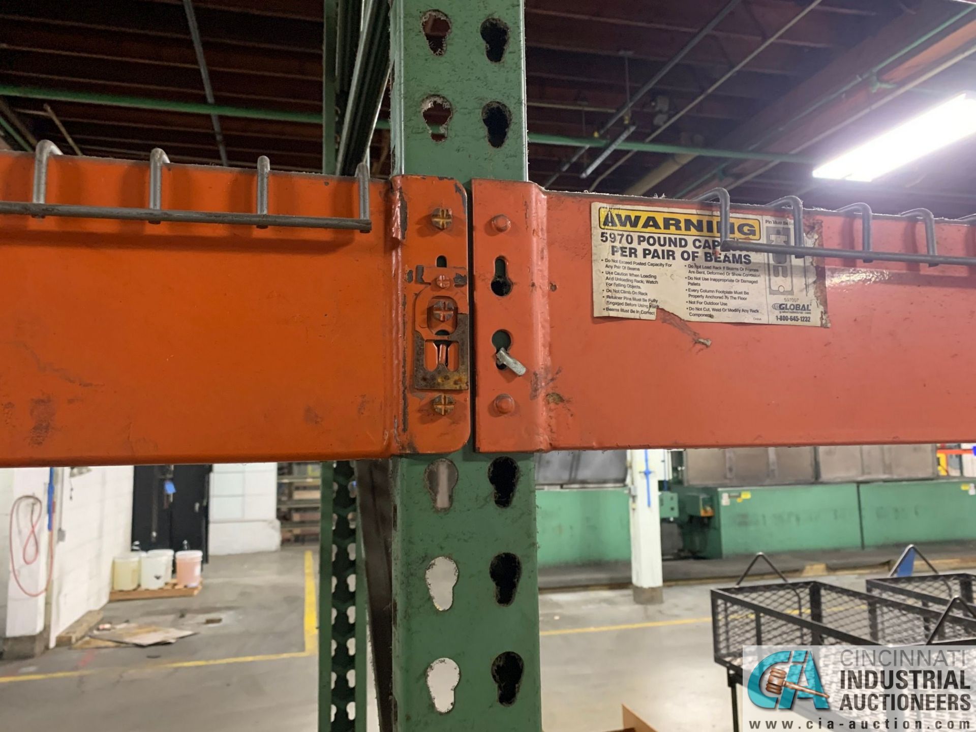 Sections Various Size Green and Orange Rack in Parts Washer Room, (28) Uprights, (92) Beams, (100) - Image 7 of 13