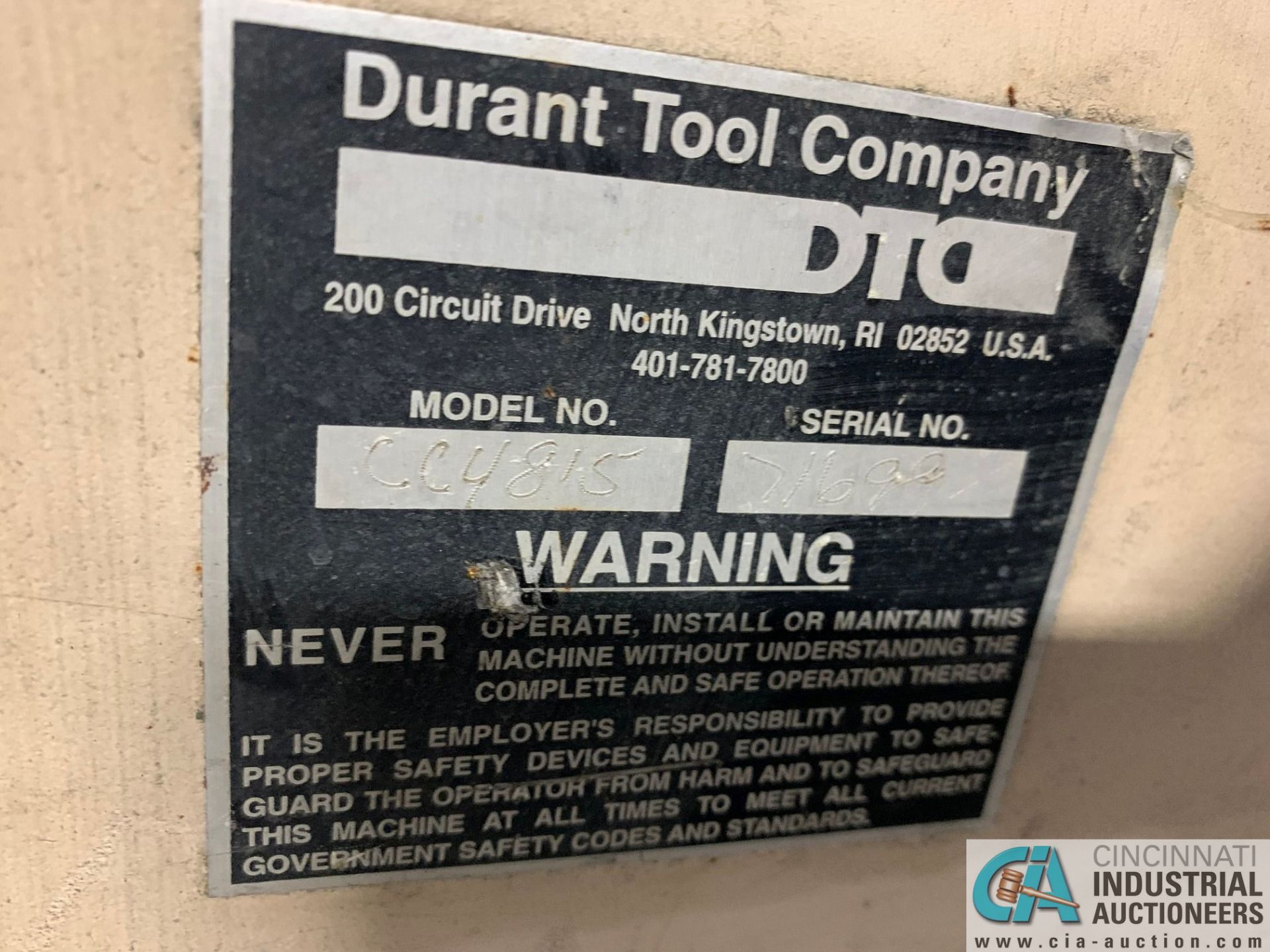 DURANT MODEL CC4815 COIL CRADLE - Image 2 of 4