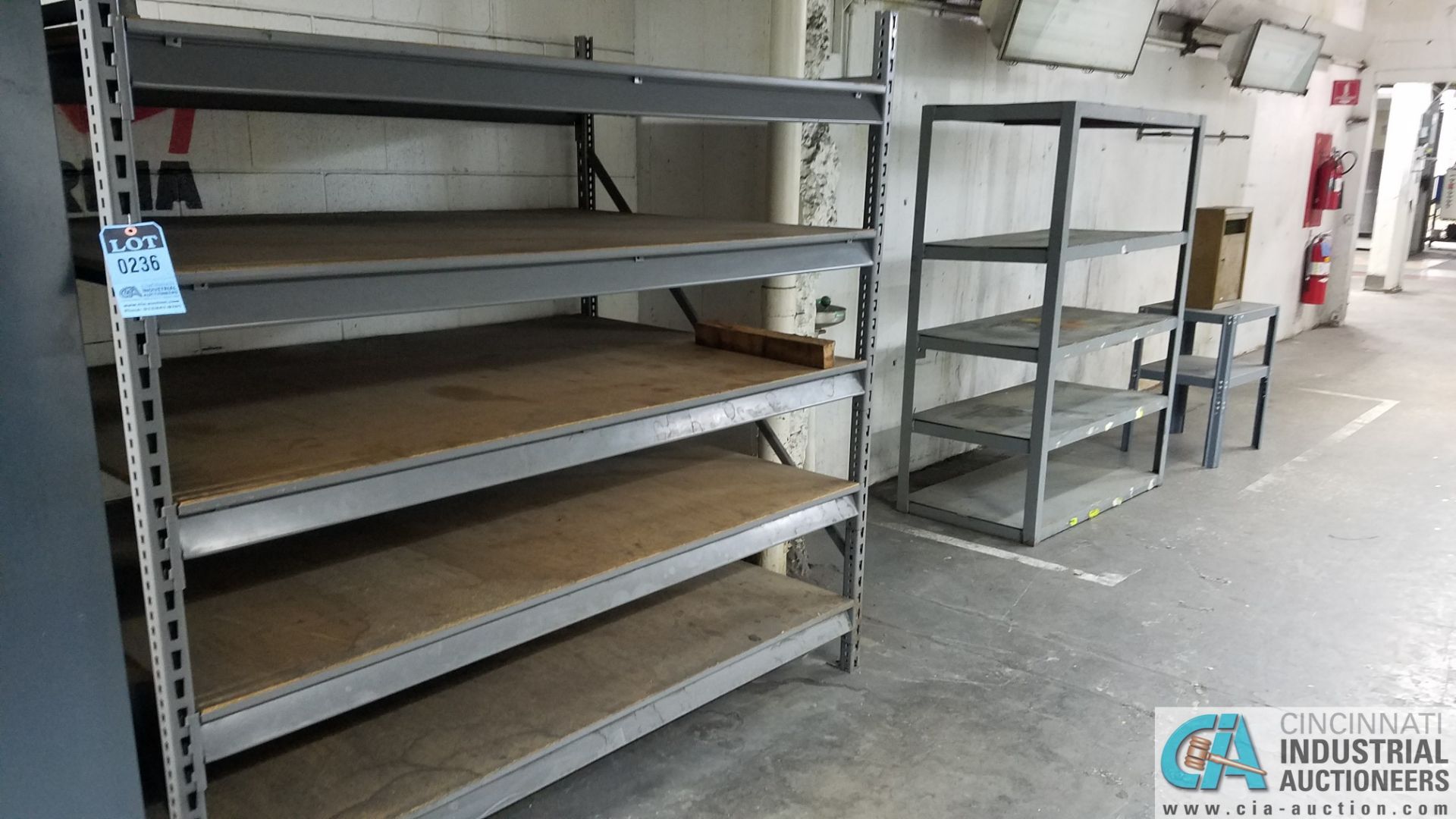 (LOT) (2) STEEL RACKS WITH STORAGE CABINET