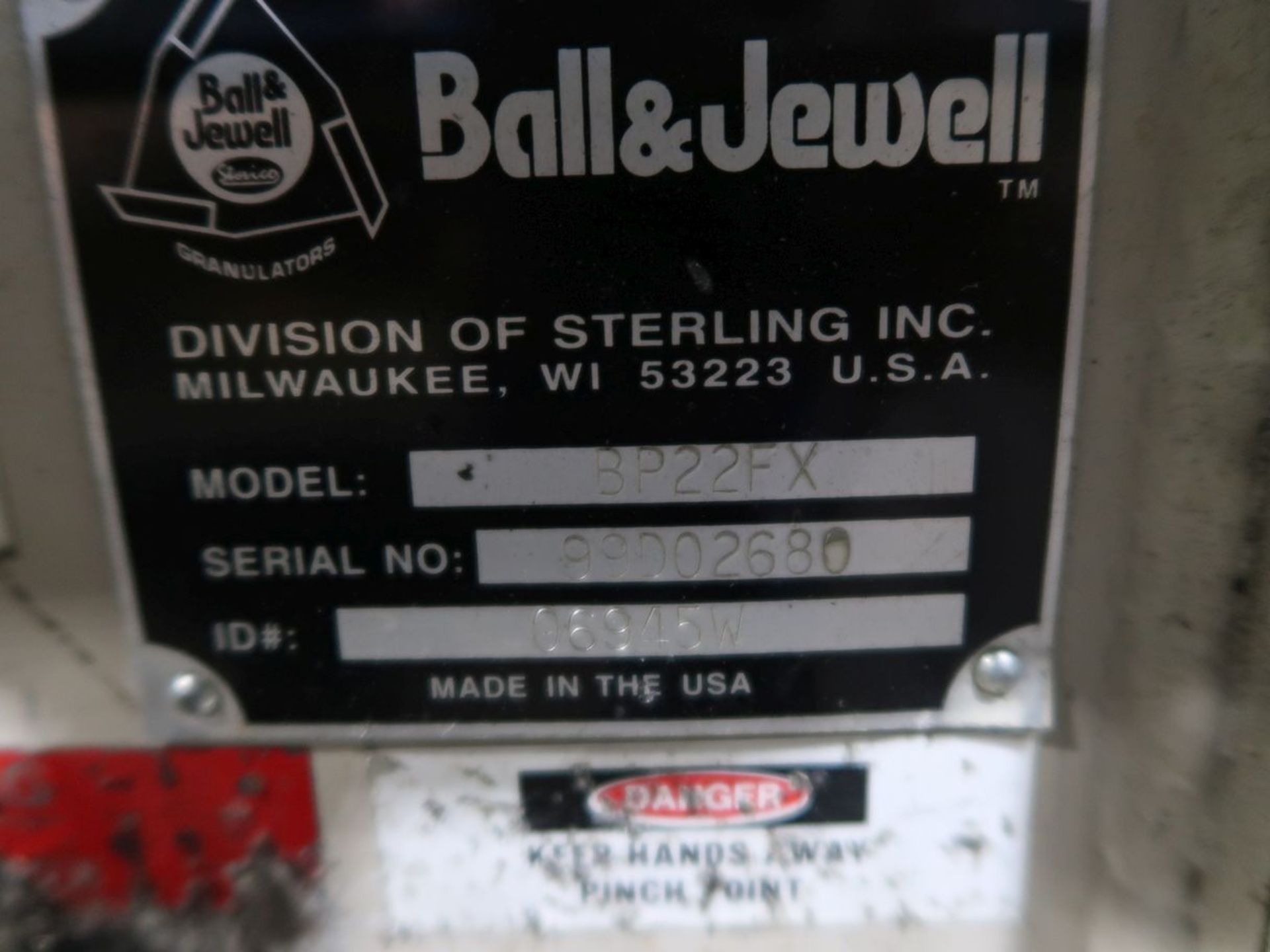 BALL & JEWELL MODEL BP22FX GRANULATOR; S/N 99D02680 - Image 4 of 4