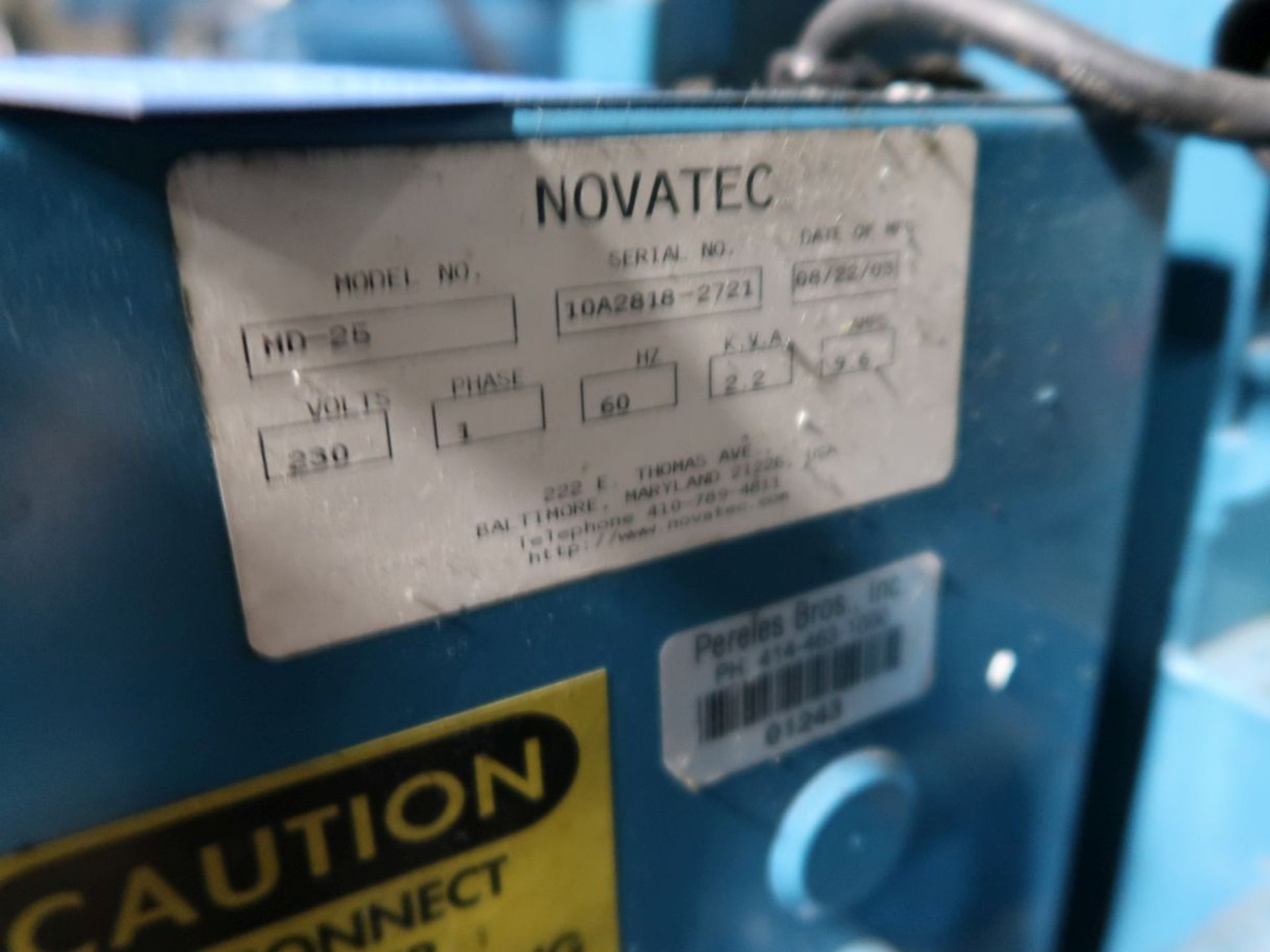 NOVATEC MODEL MD-25 DRYER; S/N 10A2818-2721 - Image 3 of 3