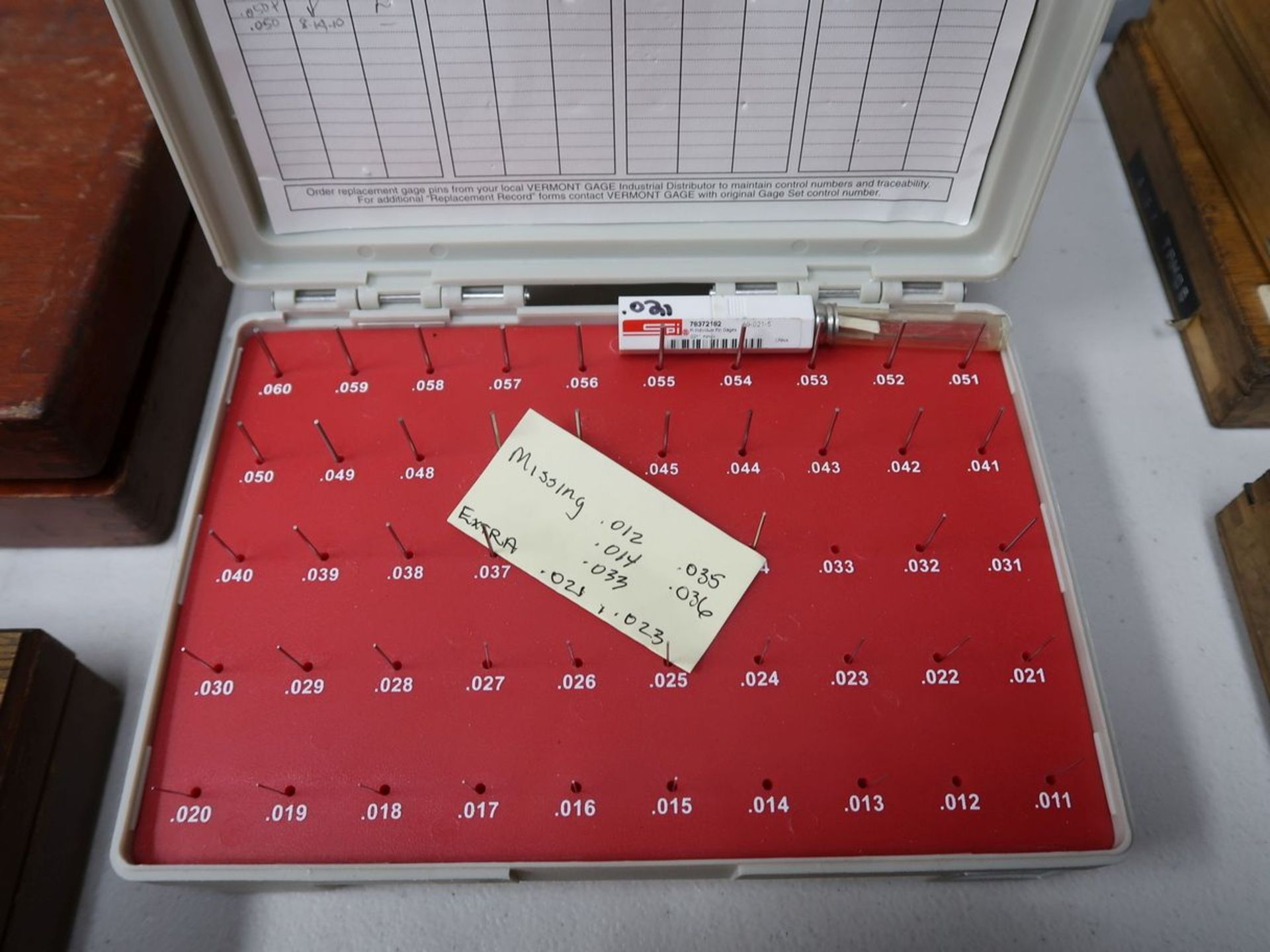 .020-.060 PIN GAGE SET