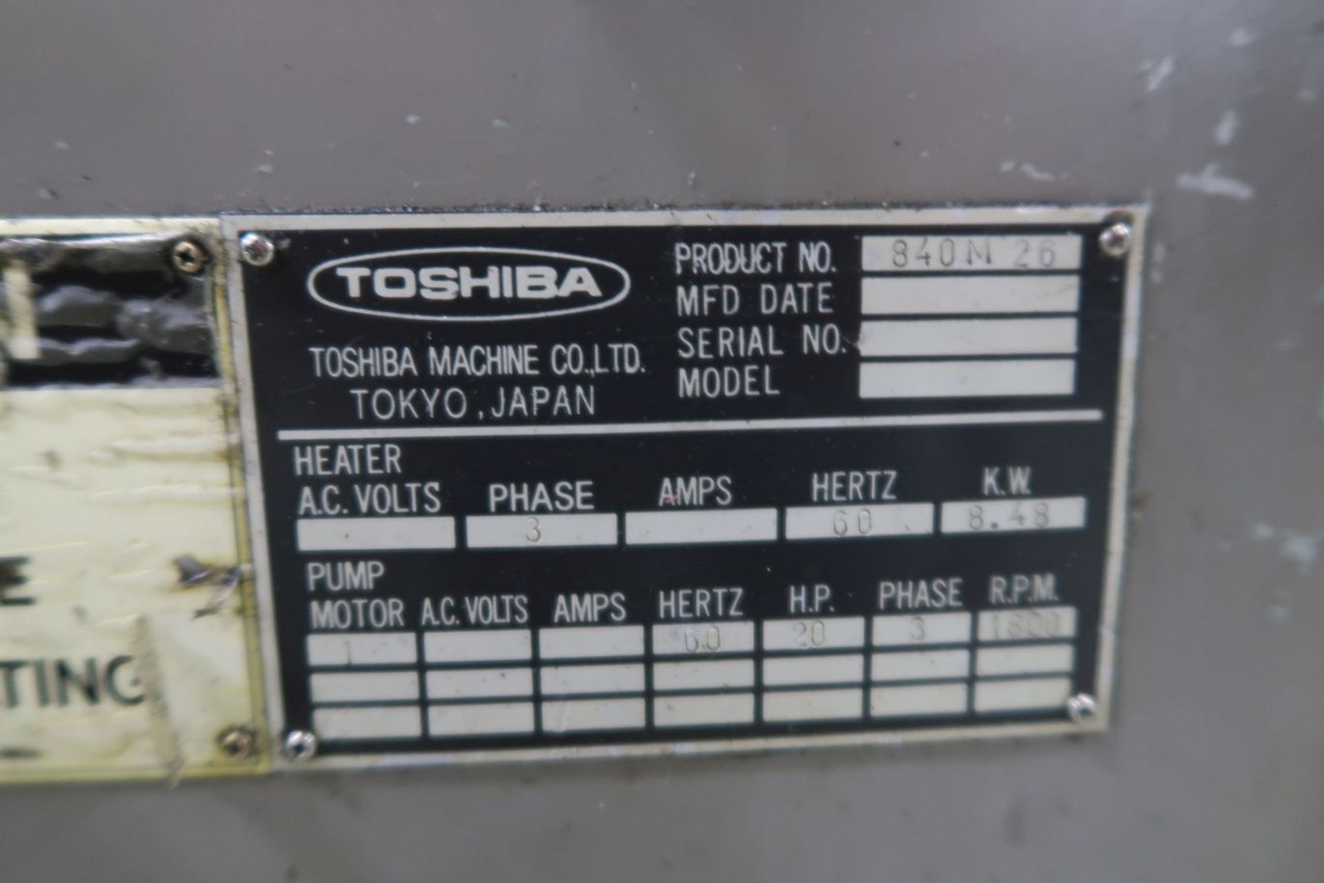 90-TON X 6.6-OZ. TOSHIBA MODEL 1SF90PVL-3B PLASTIC INJECTION MOLDING MACHINE (1995) - Image 19 of 19