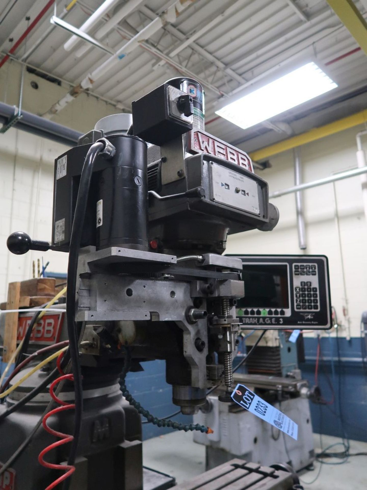 3-HP WEBB 4VH PROTO-TRAK CNC VERTICAL MILLING MACHINE; S/N 5625-1988, 3-HP POWER DRAWBAR, SWI TRAK - Image 7 of 8