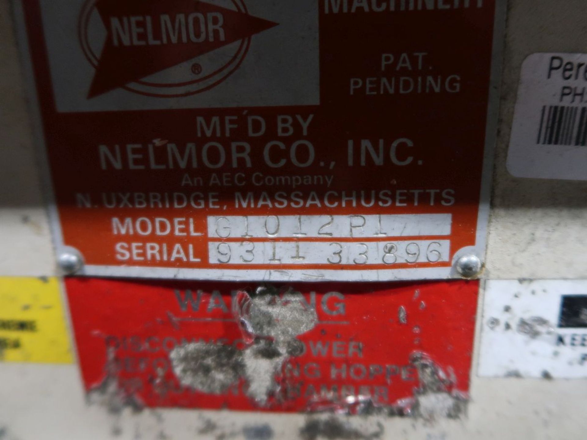 7.5-HP NELMOR MODEL G1012P1 GRANULATOR; S/N 931133896 - Image 3 of 3