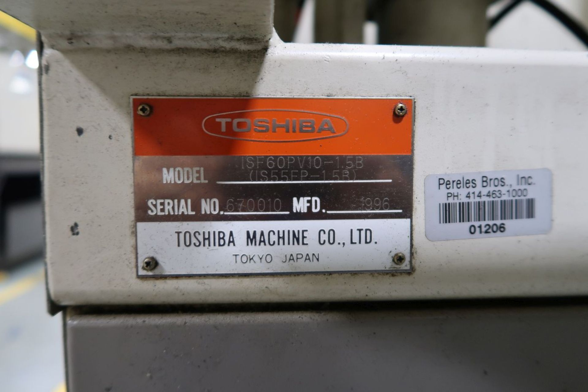 60-TON X 2.9-OZ. TOSHIBA MODEL 1SF60PV10-1.5B PLASTIC INJECTION MOLDING MACHINE (1996) - Image 16 of 16