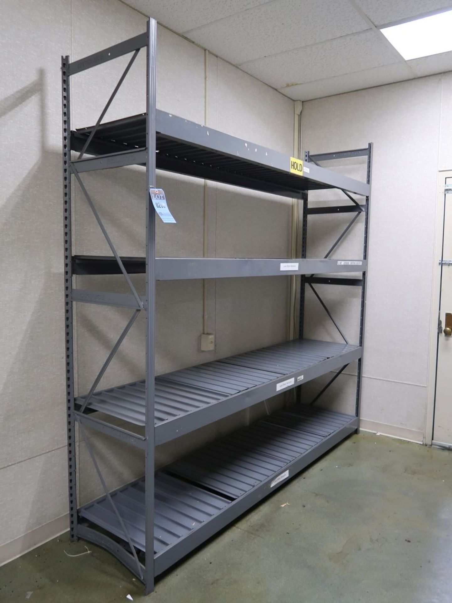 (LOT) (1) 96" X 24" X 96", (1) 72" X 24" X 96" AND (1) 48" X 24" X 96" EQUIPTO STEEL SHELVES