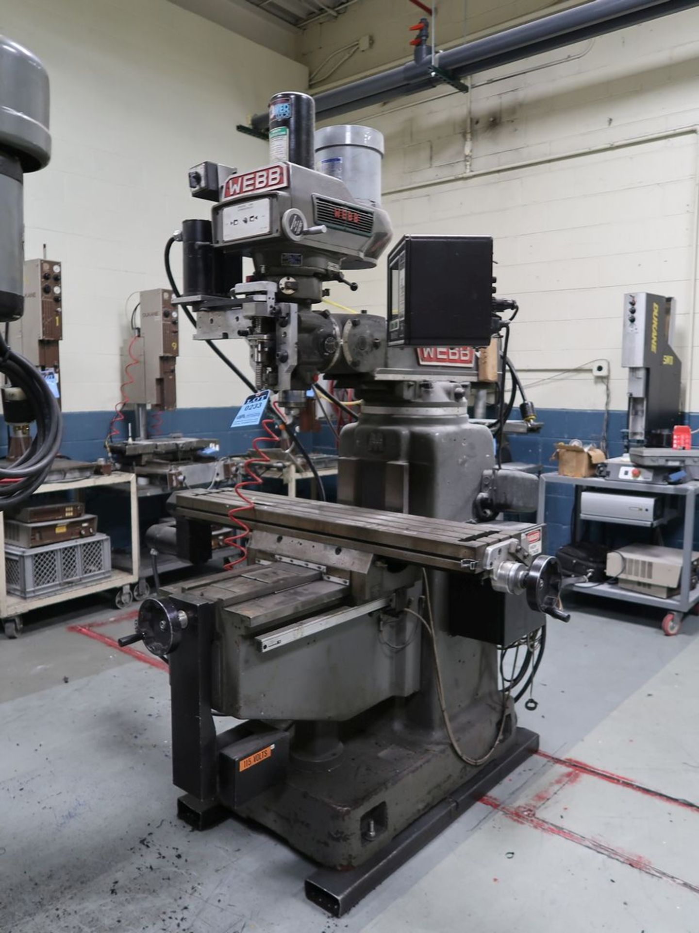 3-HP WEBB 4VH PROTO-TRAK CNC VERTICAL MILLING MACHINE; S/N 5625-1988, 3-HP POWER DRAWBAR, SWI TRAK - Image 2 of 8