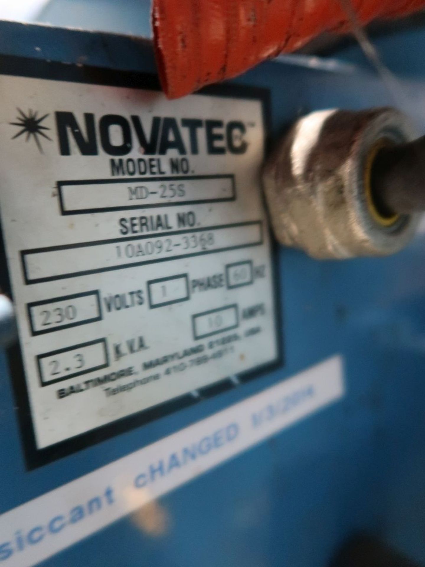 NOVATEC MODEL MD-25S DRYER; S/N 10A092-3368 - Image 4 of 4