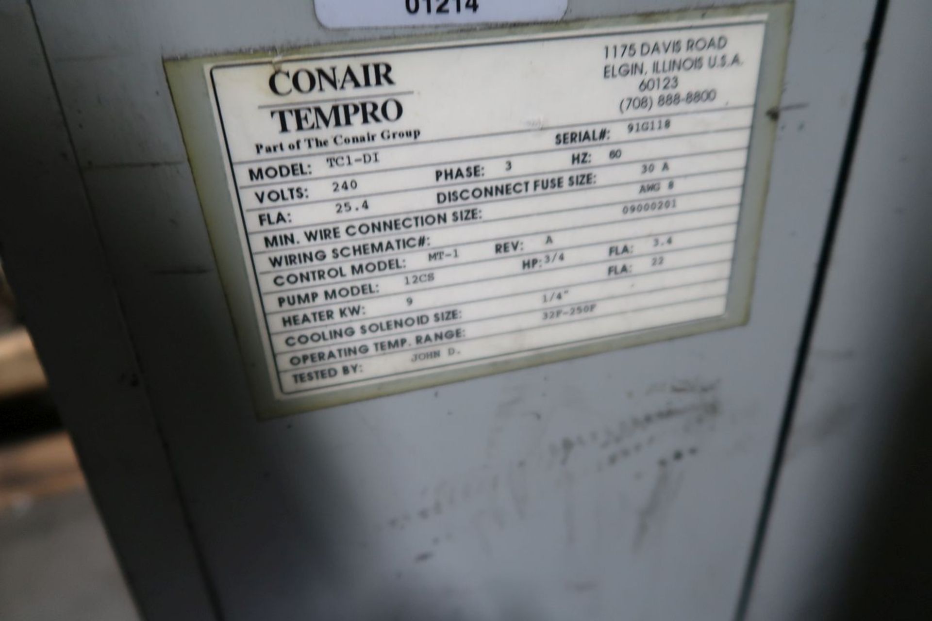 CONAIR MODEL TC1-D1 TEMPERATURE CONTROLLER; S/N 91G119 - Image 2 of 2