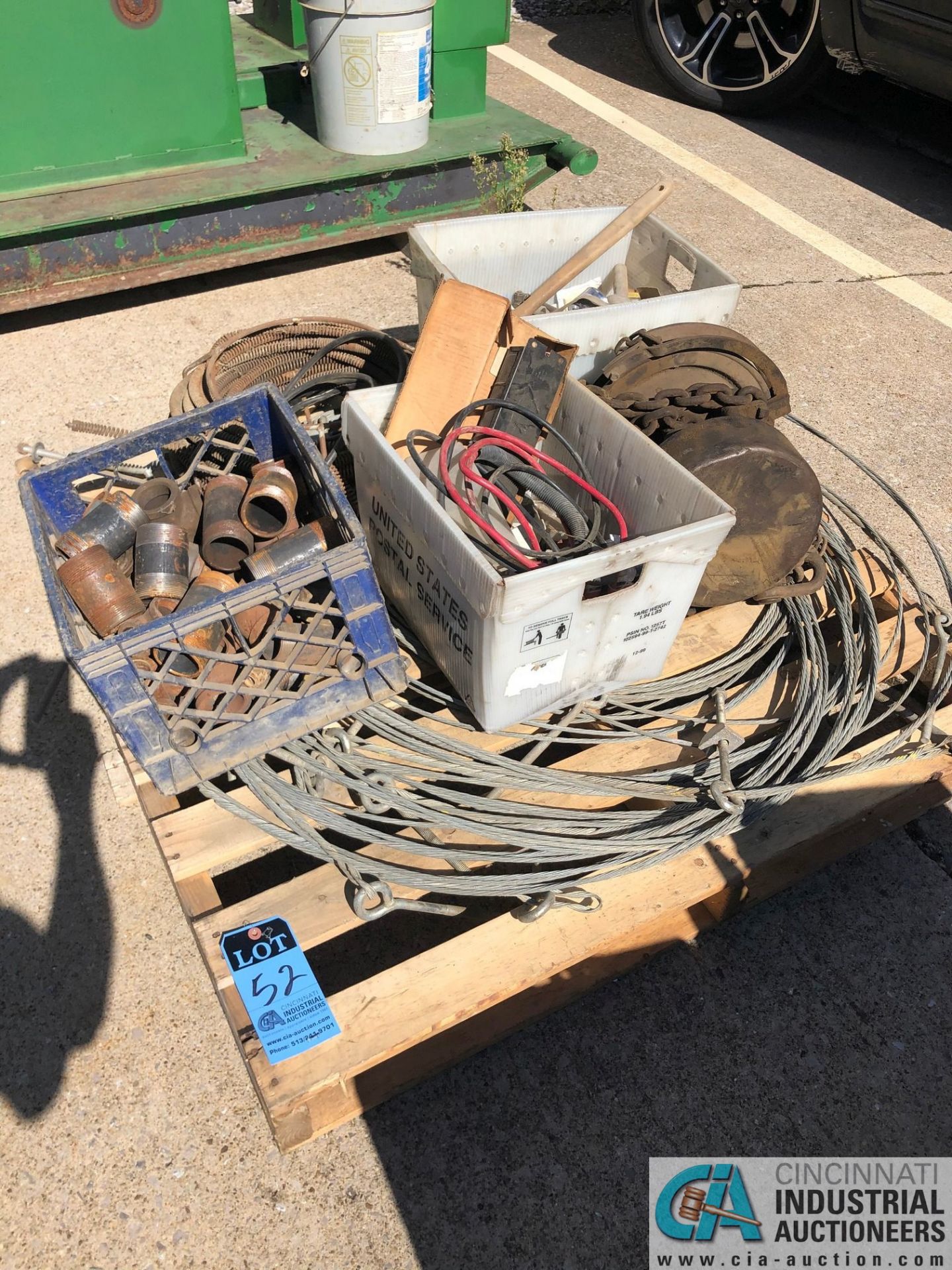 (LOT) SKID OF PARTS: CABLE, CHAIN FALL, DRAIN CLEANER WIRE (8635 East Ave., Mentor, OH 44060 -