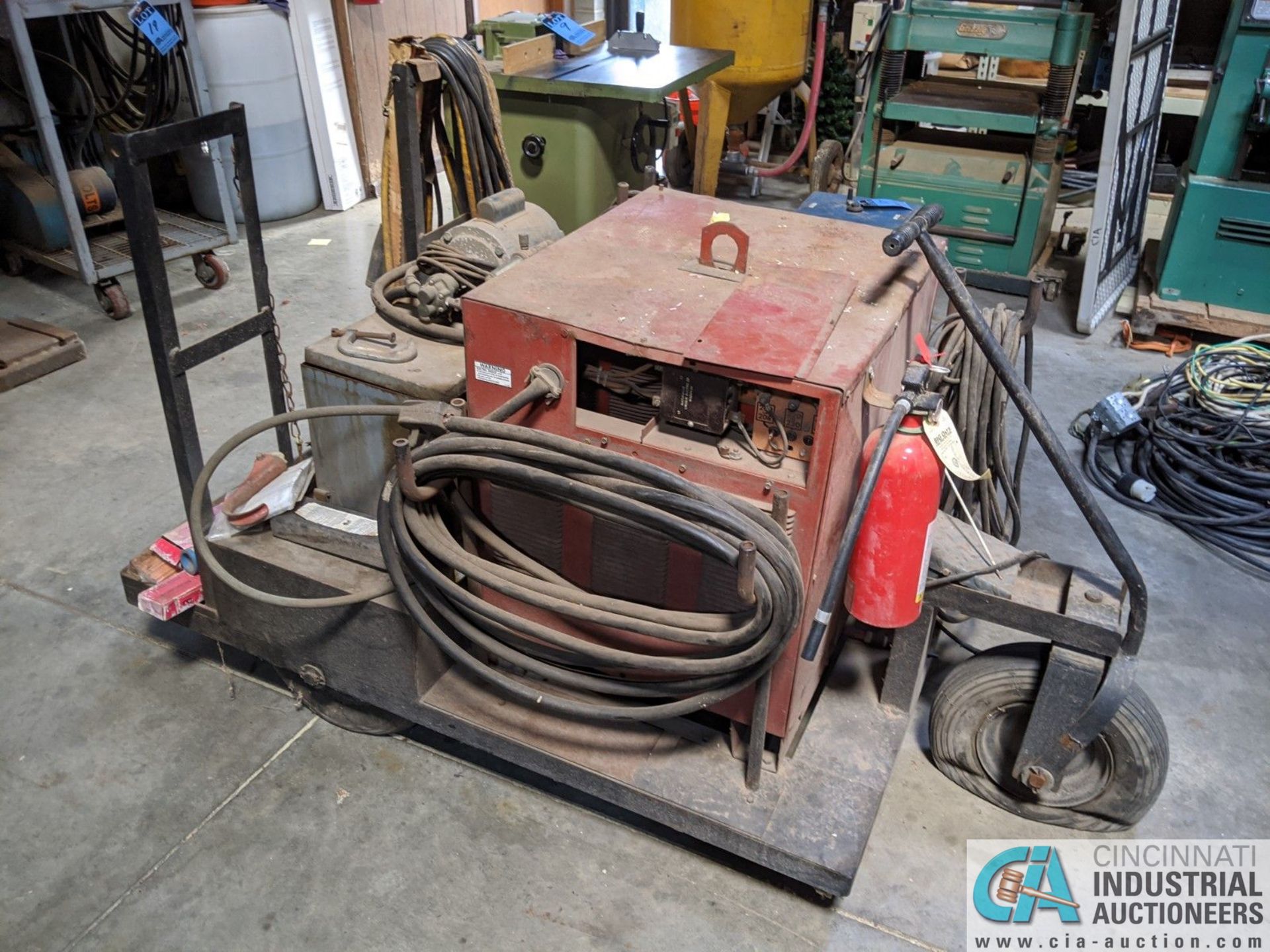 250 AMP LINCOLN MODEL TIG 250/250 WELDER; S/N 533770, MOUNTED ON CART W/ LEADS & AIRCO CHILLER (8635 - Image 2 of 5