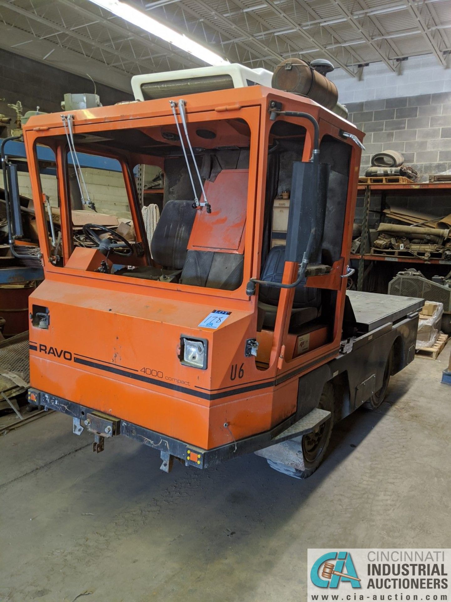 RAVO MODEL 4000 COMPACT SWEEPER THAT IS CONVERTED TO A YARD TRUCK, 57" X 84" BED, HYDRASTATIC, 4