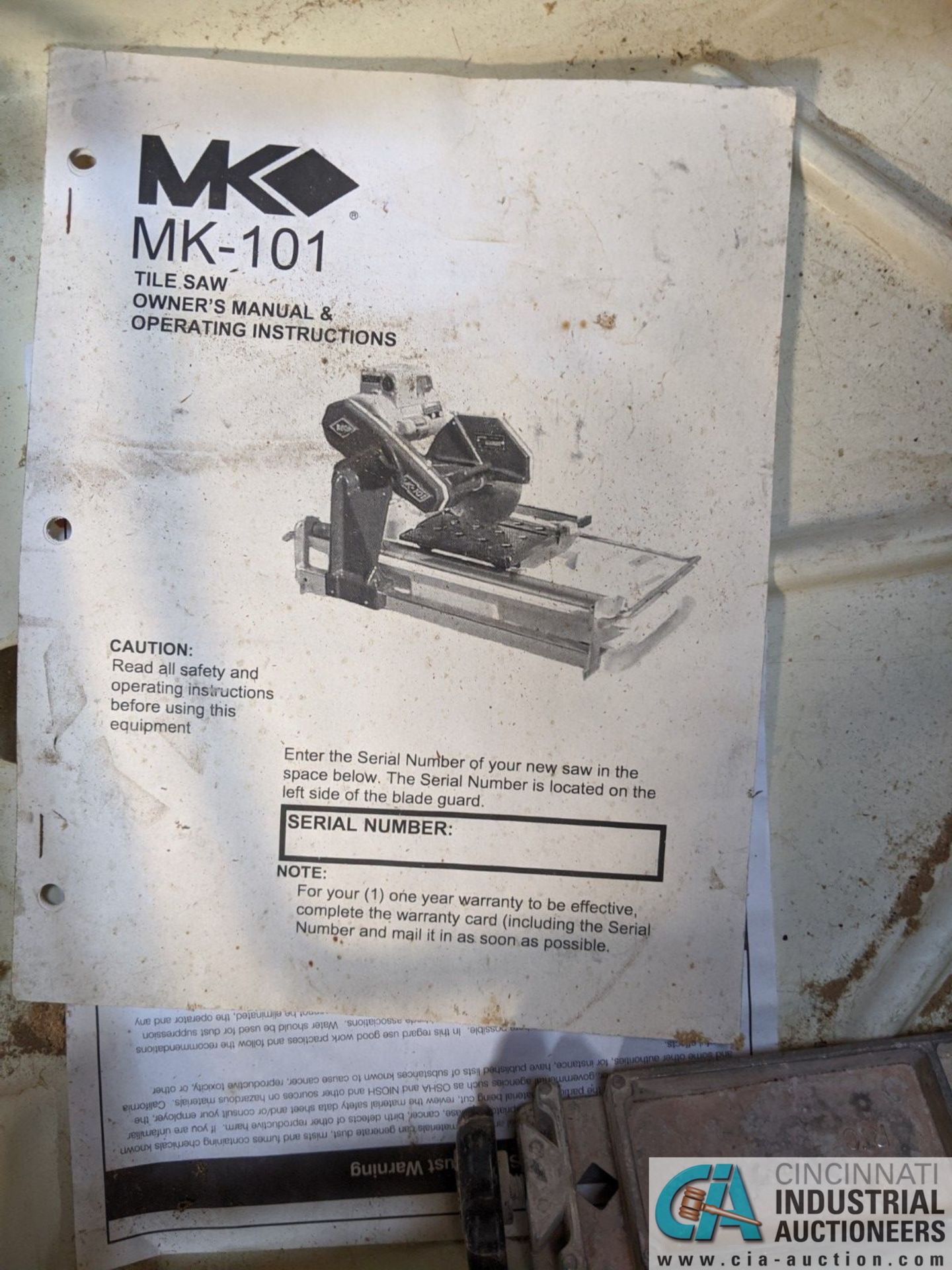 MK INDUSTRIES MODEL MK-101 TILE SAW; 20" MAX TILE LENGTH (8635 East Ave., Mentor, OH 44060 - John - Image 6 of 6