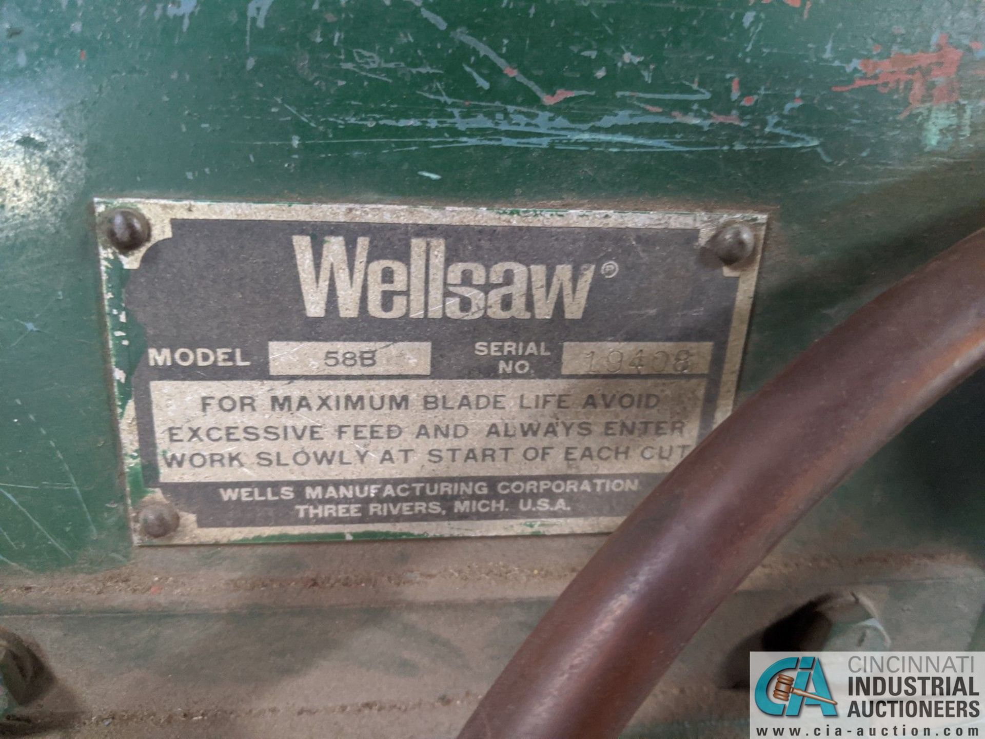 WELLSAW MODEL 58B HORIZONTAL BAND SAW; S/N 19408 (8635 East Ave., Mentor, OH 44060 - John - Image 4 of 4