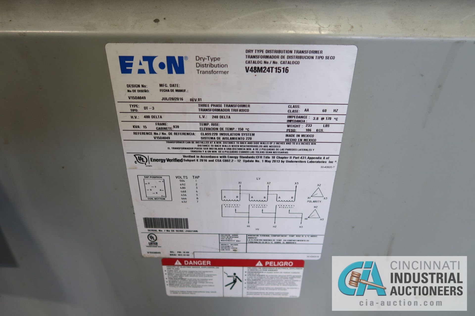 15 KVA EATON DRY TYPE TRANSFORMER - Image 2 of 2