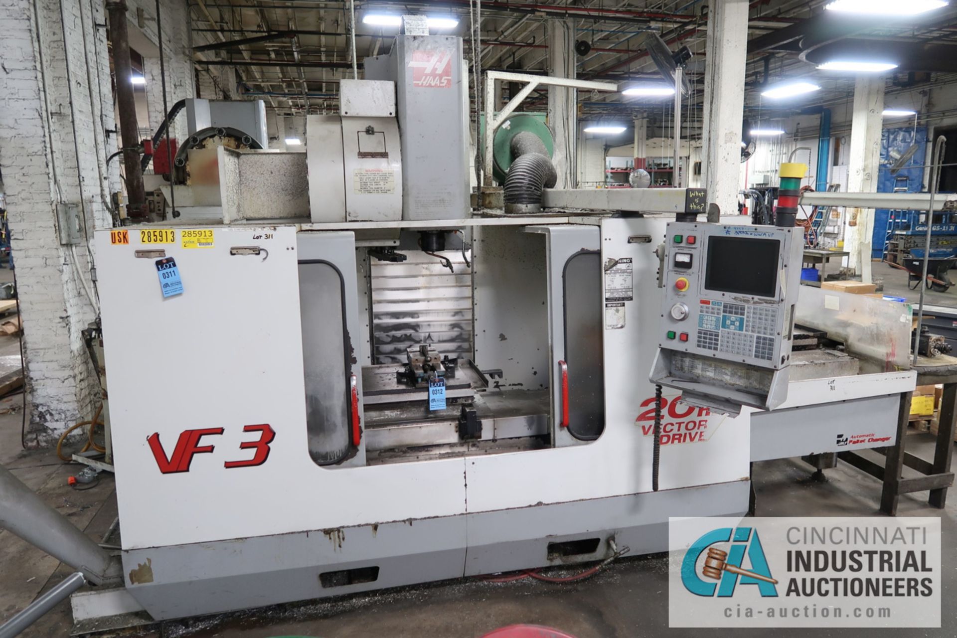 HAAS MODEL VF3 CNC VERTICAL MACHINING CENTER; S/N 21302, 18" X 38" TABLE, 40 TAPER SPINDLE, 24