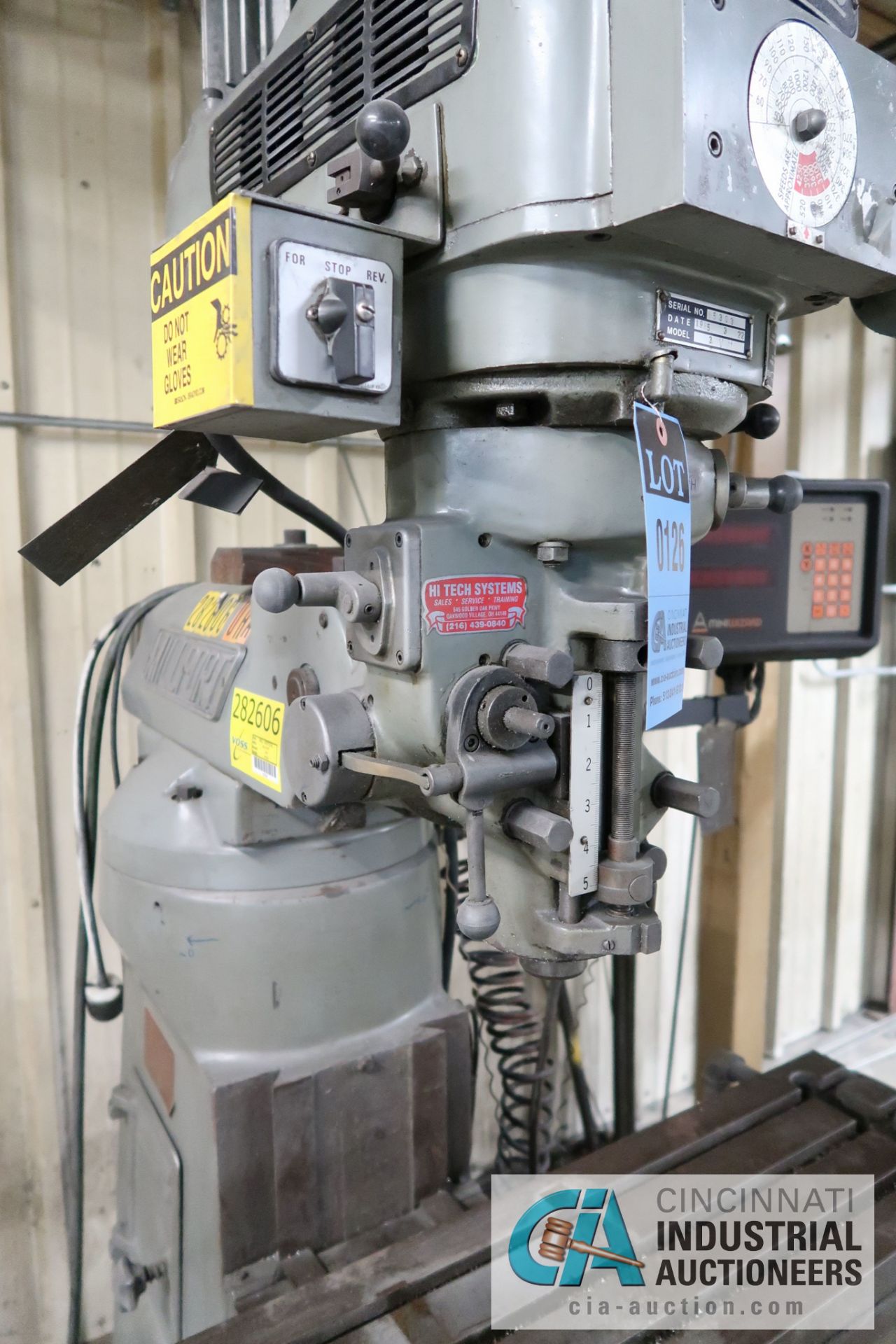 3 HP MILLPORT MODEL 3VH VERTICAL MILLING MACHINE; S/N 85303 WITH MINI WIZARD DRO, 60-4,250 SPINDLE - Image 6 of 8