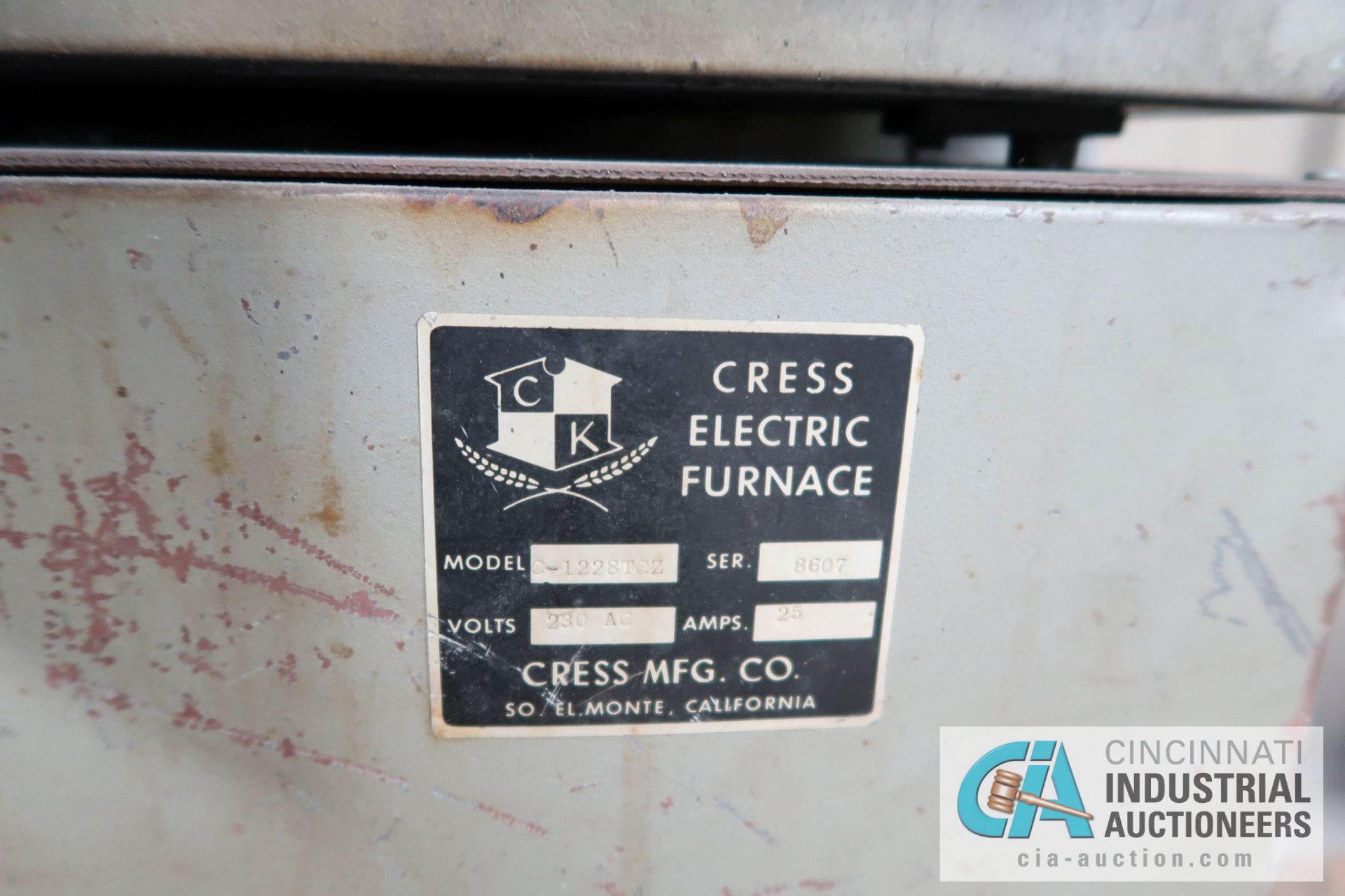 CRESS MODEL C-1228TC2 ELECTRIC FURNACE; S/N 8607, 230 VOLTS, 25 AMP, 3-PHASE **LOADING FEE DUE - Image 3 of 4