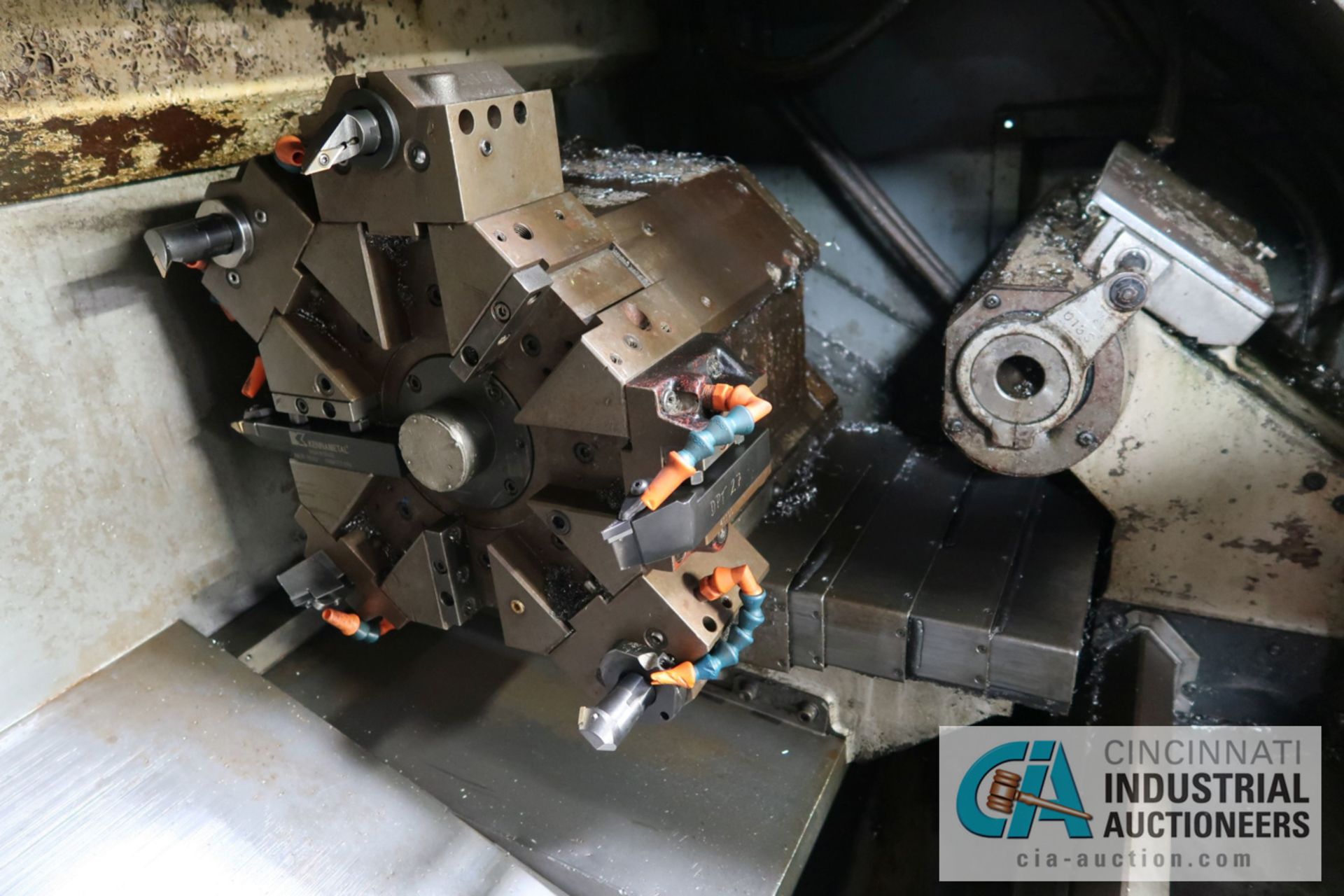 MAZAK MODEL QUICK-TURN 20 CNC TURNING CENTER; S/N 122228, 8" 3-JAW CHUCK, TAILSTOCK, 10-POSITION - Image 7 of 12