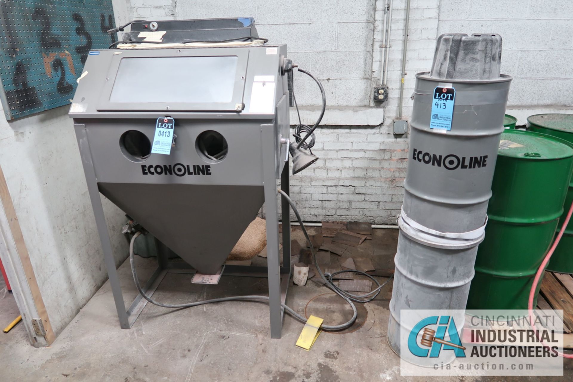 ECONOLINE DRY BLAST CABINET; S/N N/A, WITH DUST COLLECTOR **LOADING FEE DUE THE "ERRA" GRG TRUCKING,