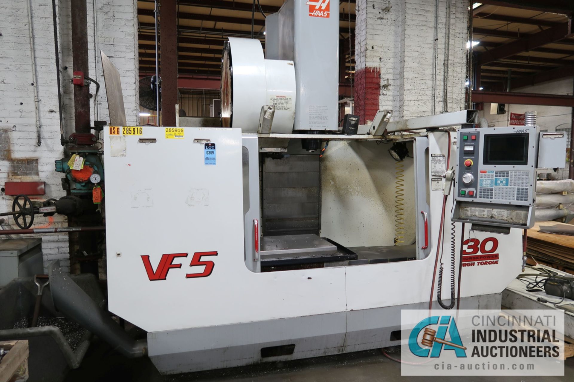 HAAS MODEL VF5/50 CNC VERTICAL MACHINING CENTER; S/N 25662, 23" X 50" TABLE, 50 TAPER SPINDLE, 30-