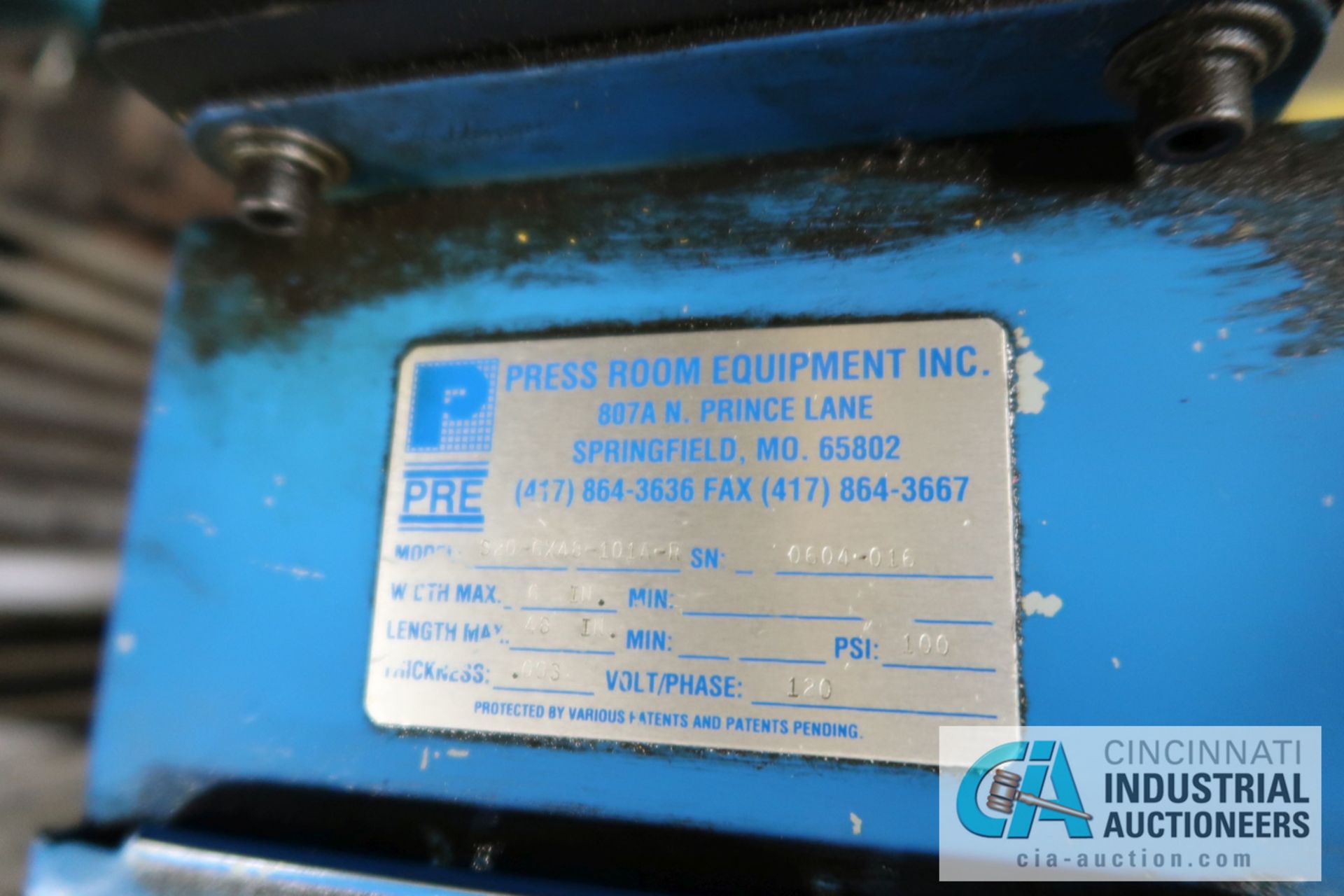 PRE MODEL 520-6X48-101A-R BRIDGE GRIPPER FEEDER; S/N 0604-016, .093 MAX THICKNESS - Image 3 of 4