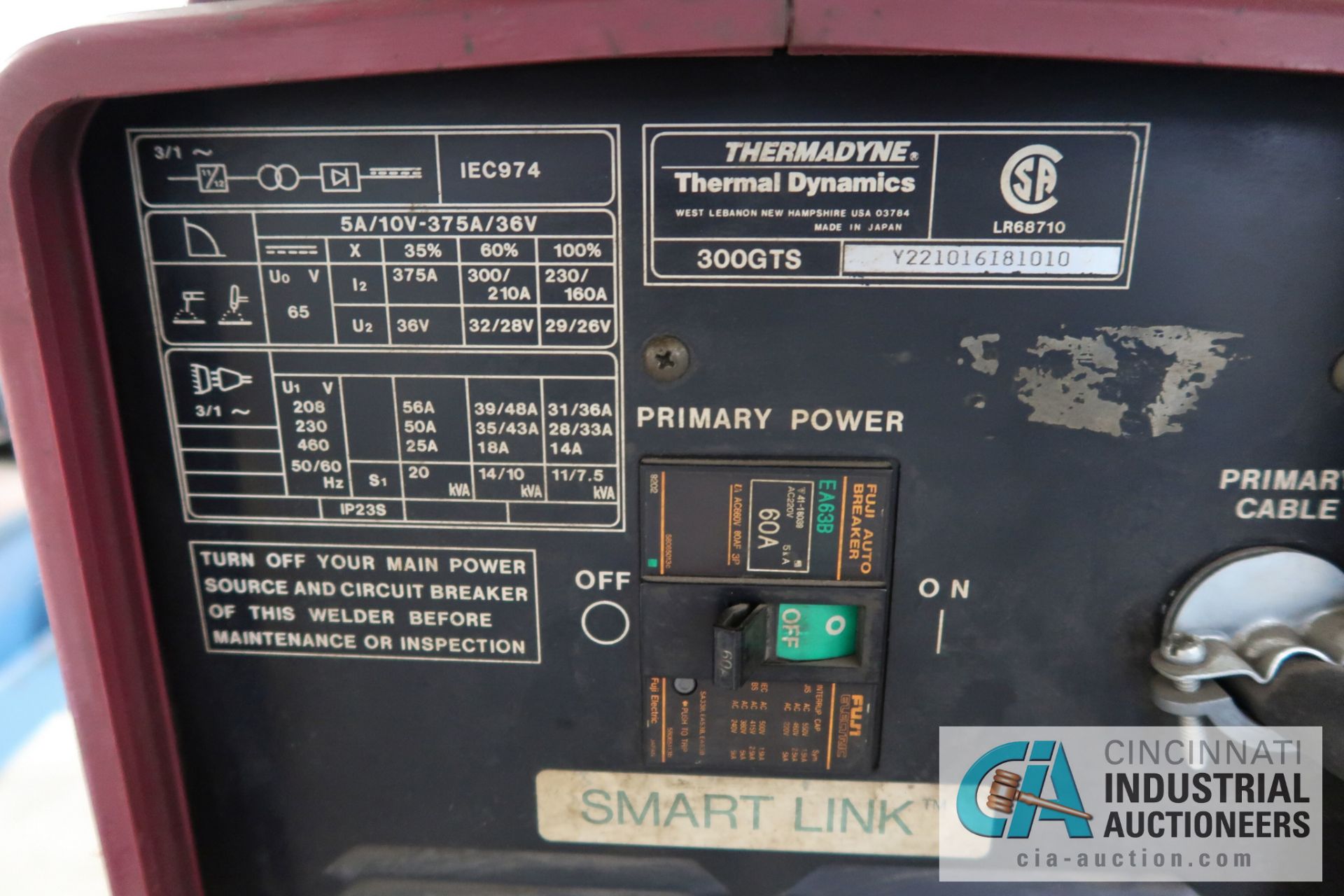 THERMAL DYNAMICS MODEL 300GTS DC INVERTER TIG WELDER; S/N Y221016I81010, WITH CART, LEADS AND FOOT - Image 4 of 4