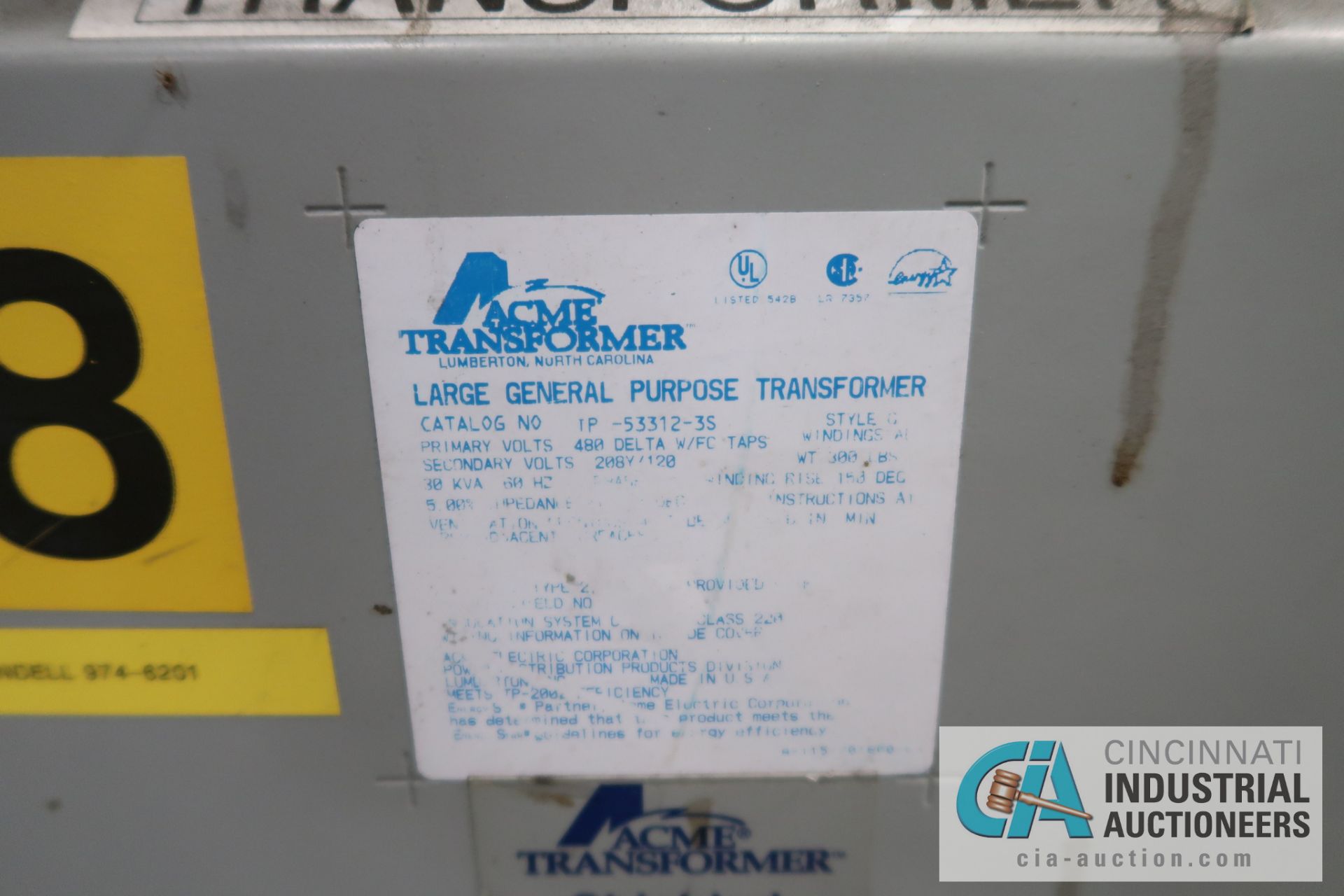 30 KVA ACME GENERAL PURPOSE TRANSFORMER - Image 2 of 2