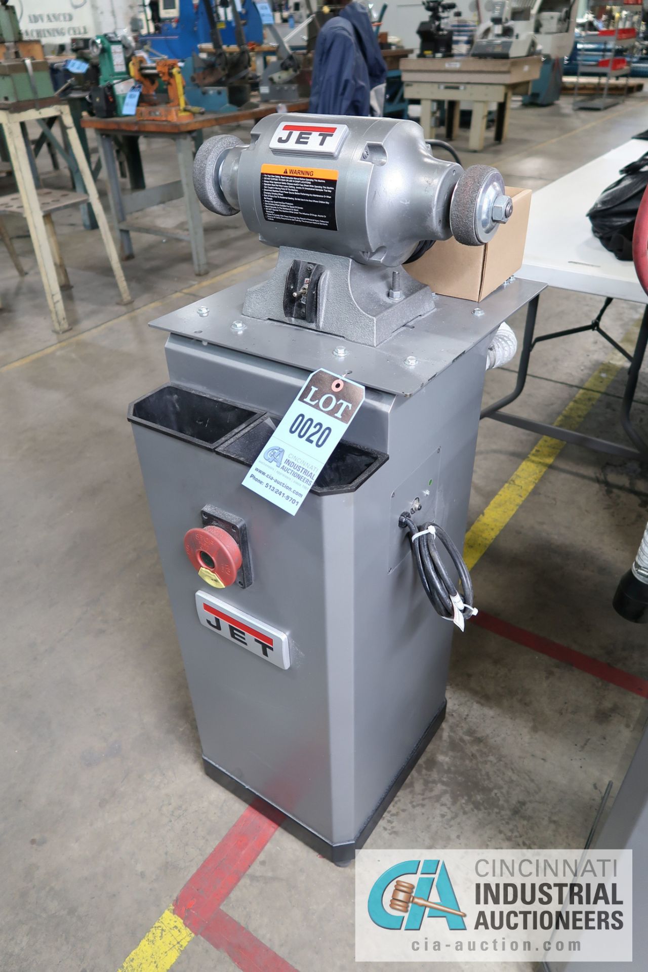 8" JET MODEL JBG-8A DE MOUNTED GRINDER WITH JET MODEL JDCS-505 METAL DUST COLLECTOR CABINET