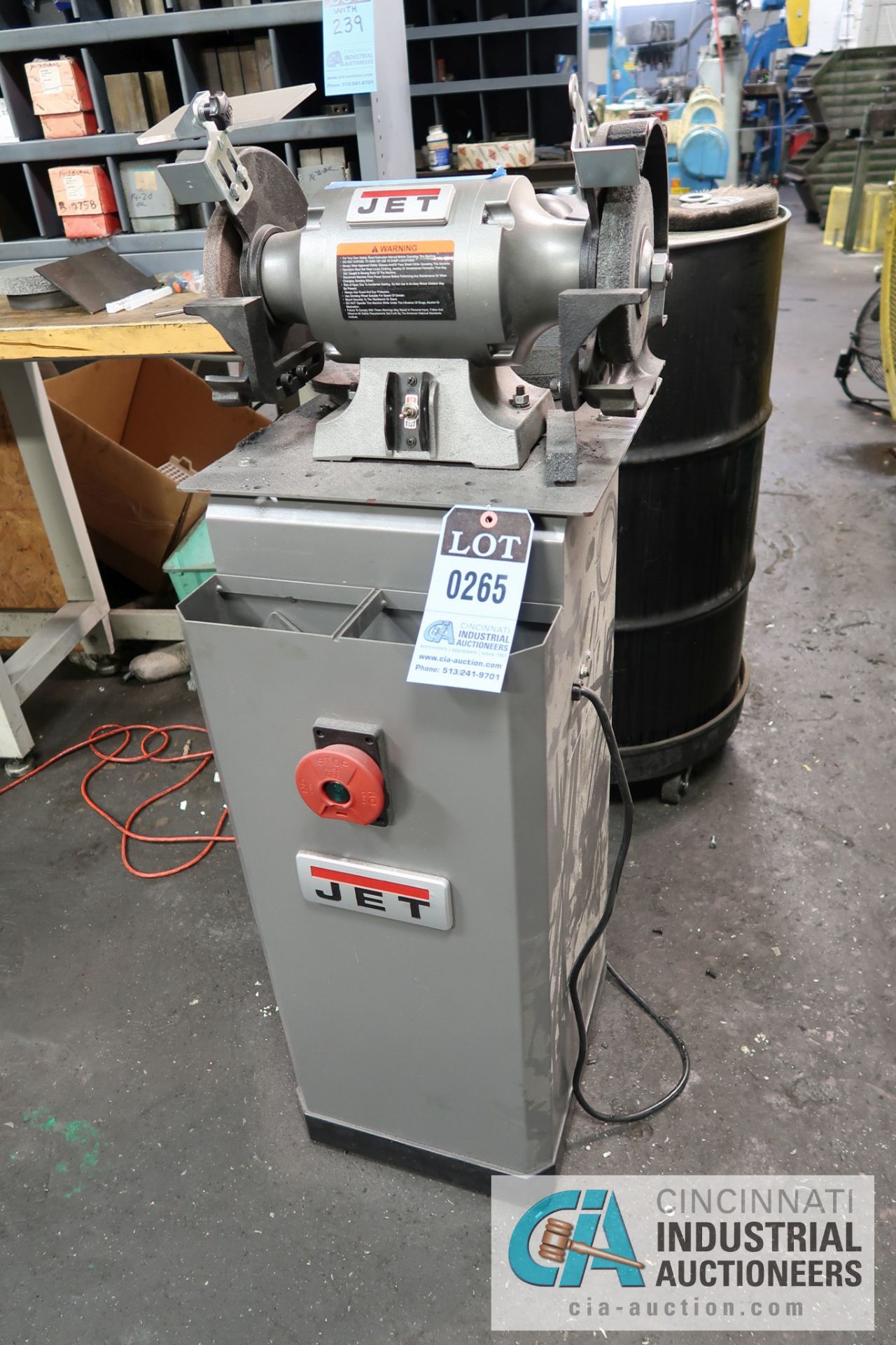 8" JET MODEL JBG-8A DE BENCH GRINDER WITH JET MODEL JDCS-505 DUST COLLECTOR