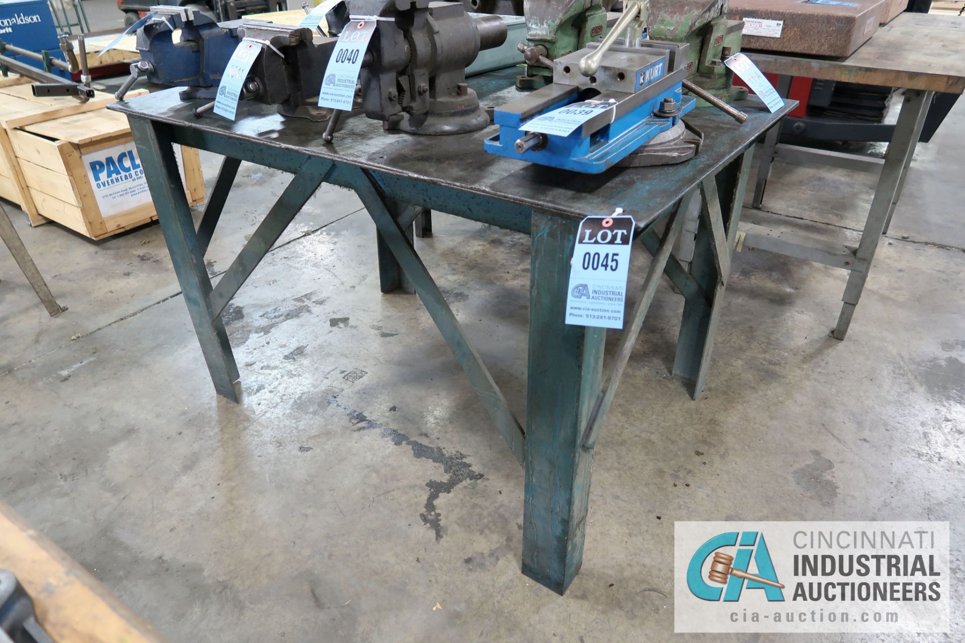 **36" X 54" X 34" HIGH HEAVY DUTY STEEL FRAME AND TOP PLATE WORK TABLE **DELAY REMOVAL - PICKUP 11-