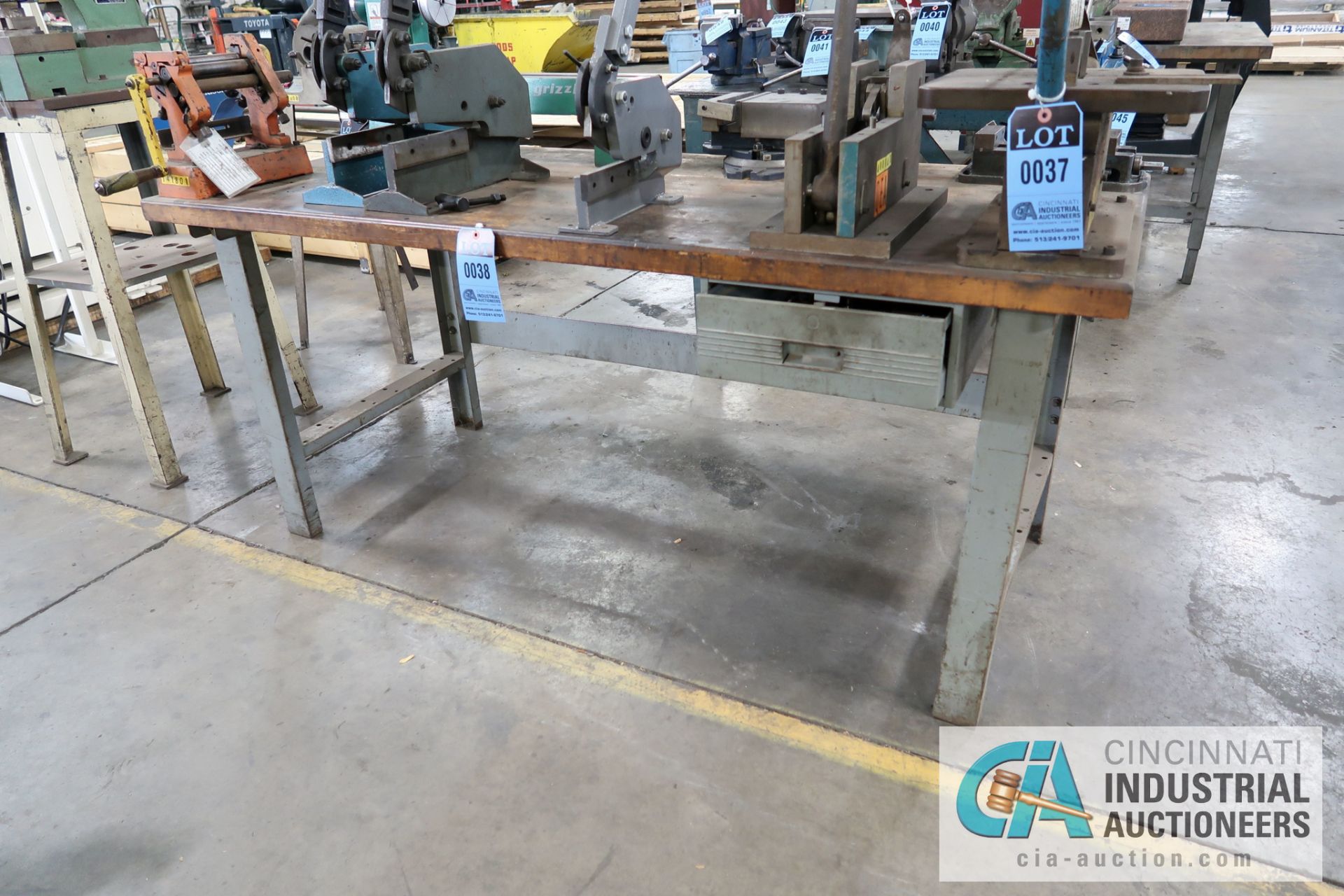 **30" X 72" X 32" HIGH STEEL FRAME MAPLE TOP WORK BENCH **DELAY REMOVAL - PICKUP 11-12-2020**