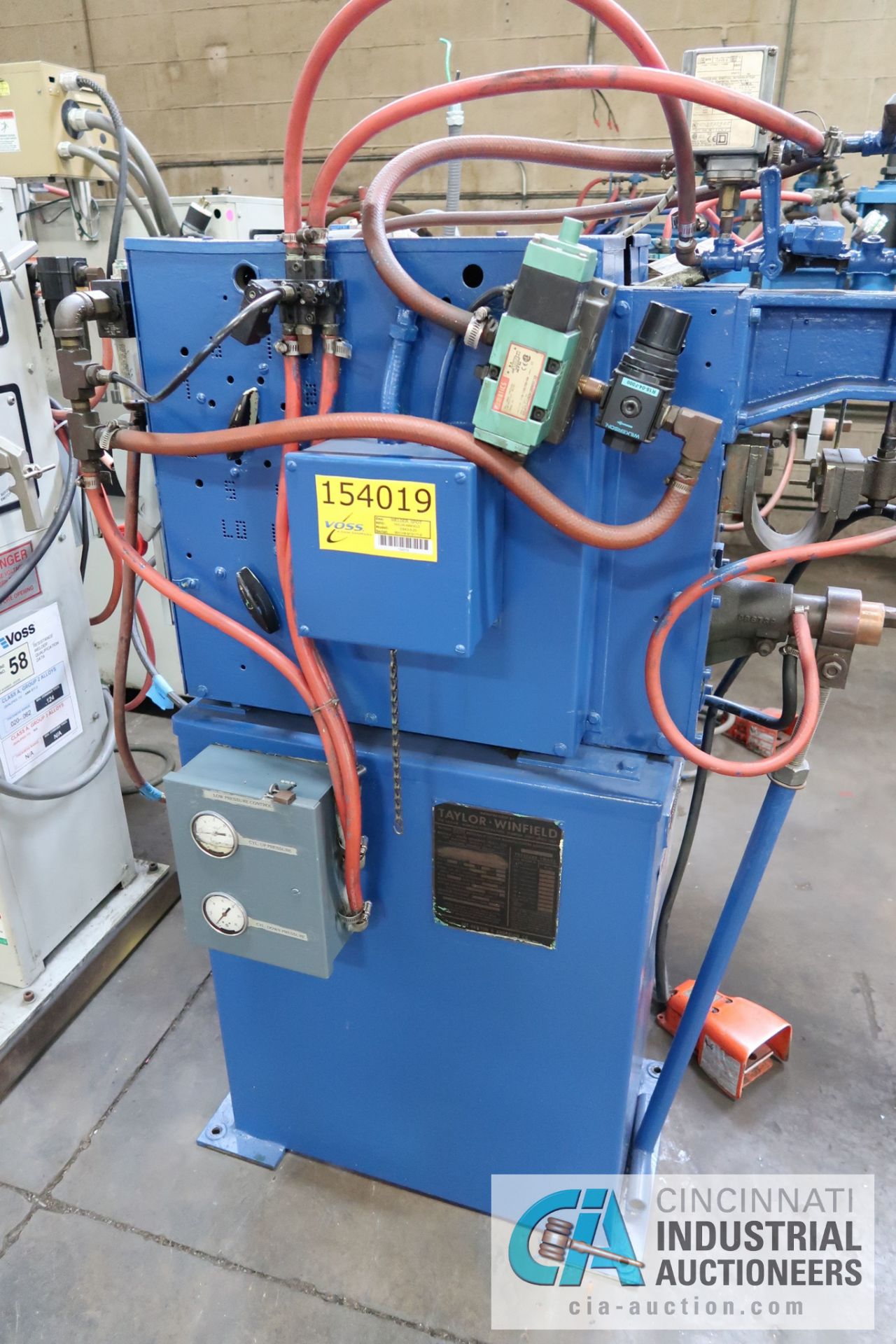 20 KVA TAYLOR-WINFIELD MODEL EBA3-8-20 SPOT WELDER; S/N M79177-B, ENTRON EN1000 CONTROLS, FOOT PEDAL - Image 7 of 7