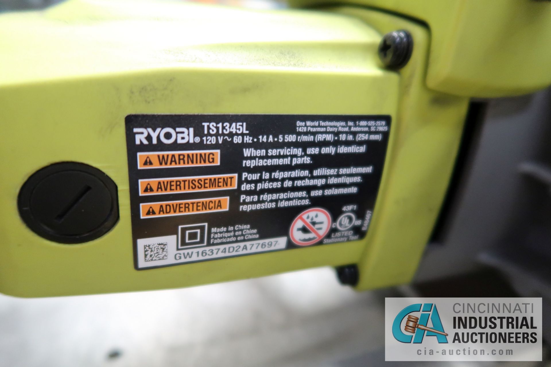 6" RYOBI MODEL TS1345L LASER COMPOUND MITRE SAW - Image 3 of 3