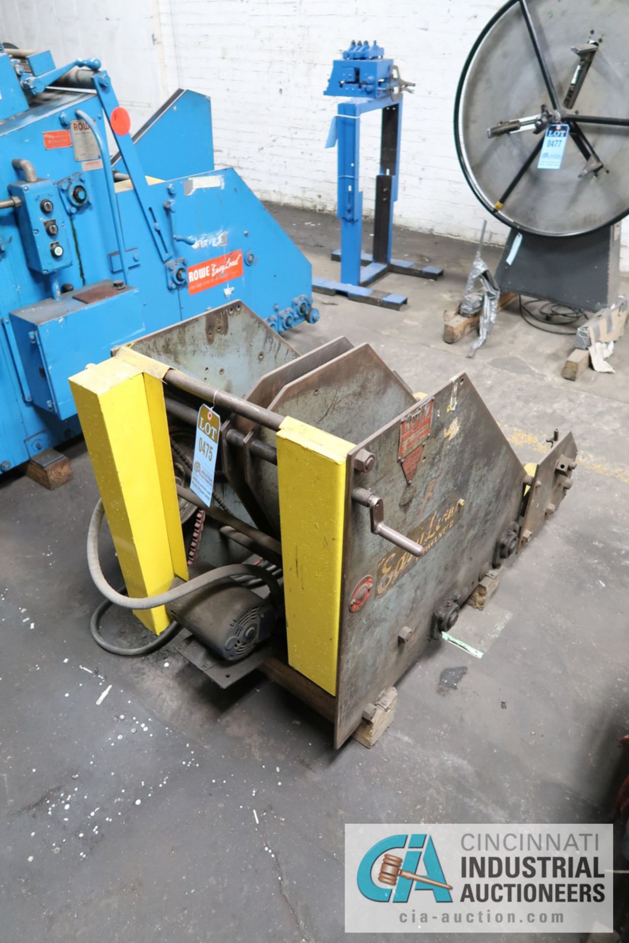 2,000 LB. CAPACITY ROWE MODEL 2015 COIL CRADLE; S/N 6070, 40" MAX OD COIL, 12" APPROX. WIDE COIL **
