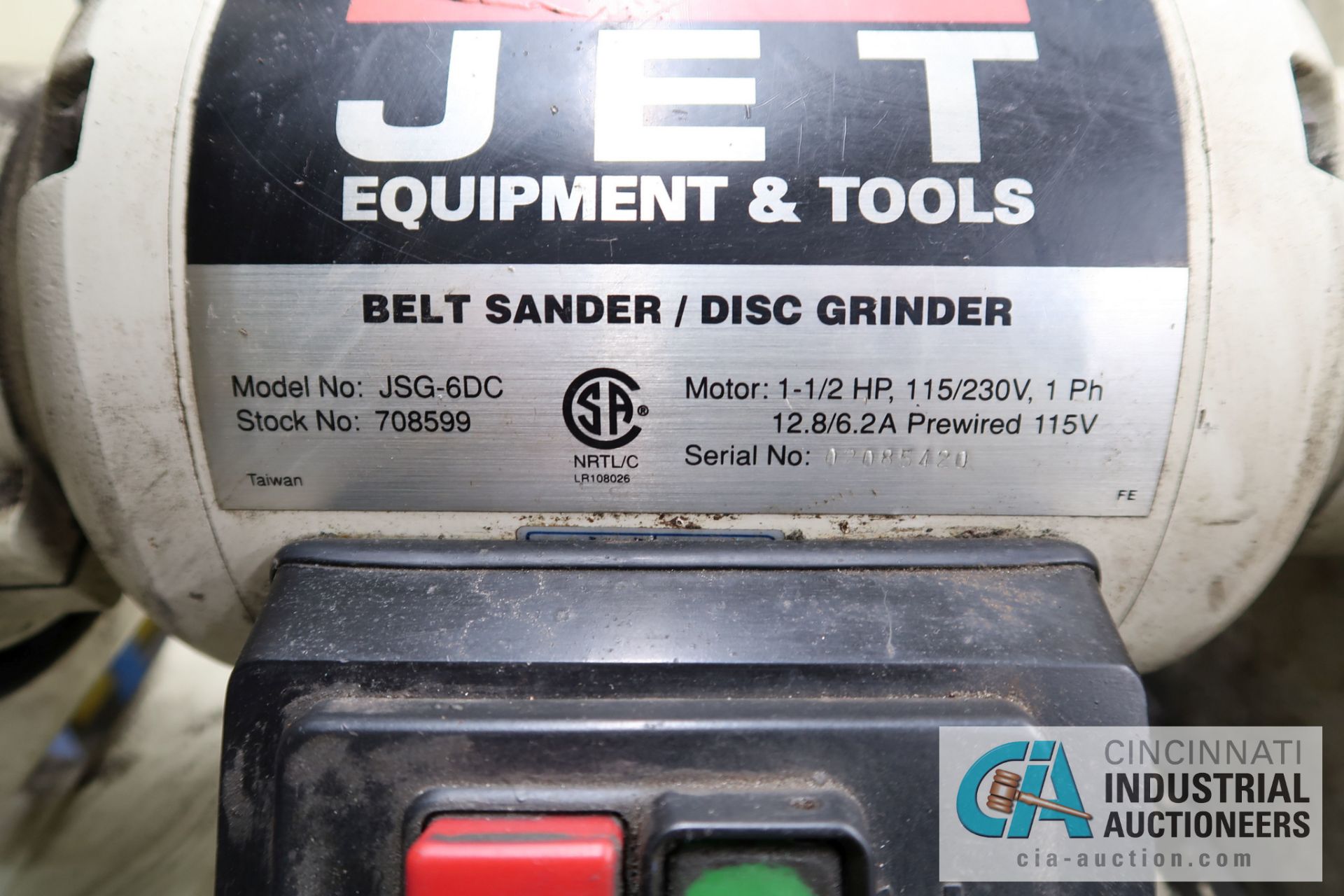 12" DISC X 6" BELT JET MODEL JSG-6DC CABINET MOUNTED COMBINATION SANDER / GRINDER - Image 3 of 3