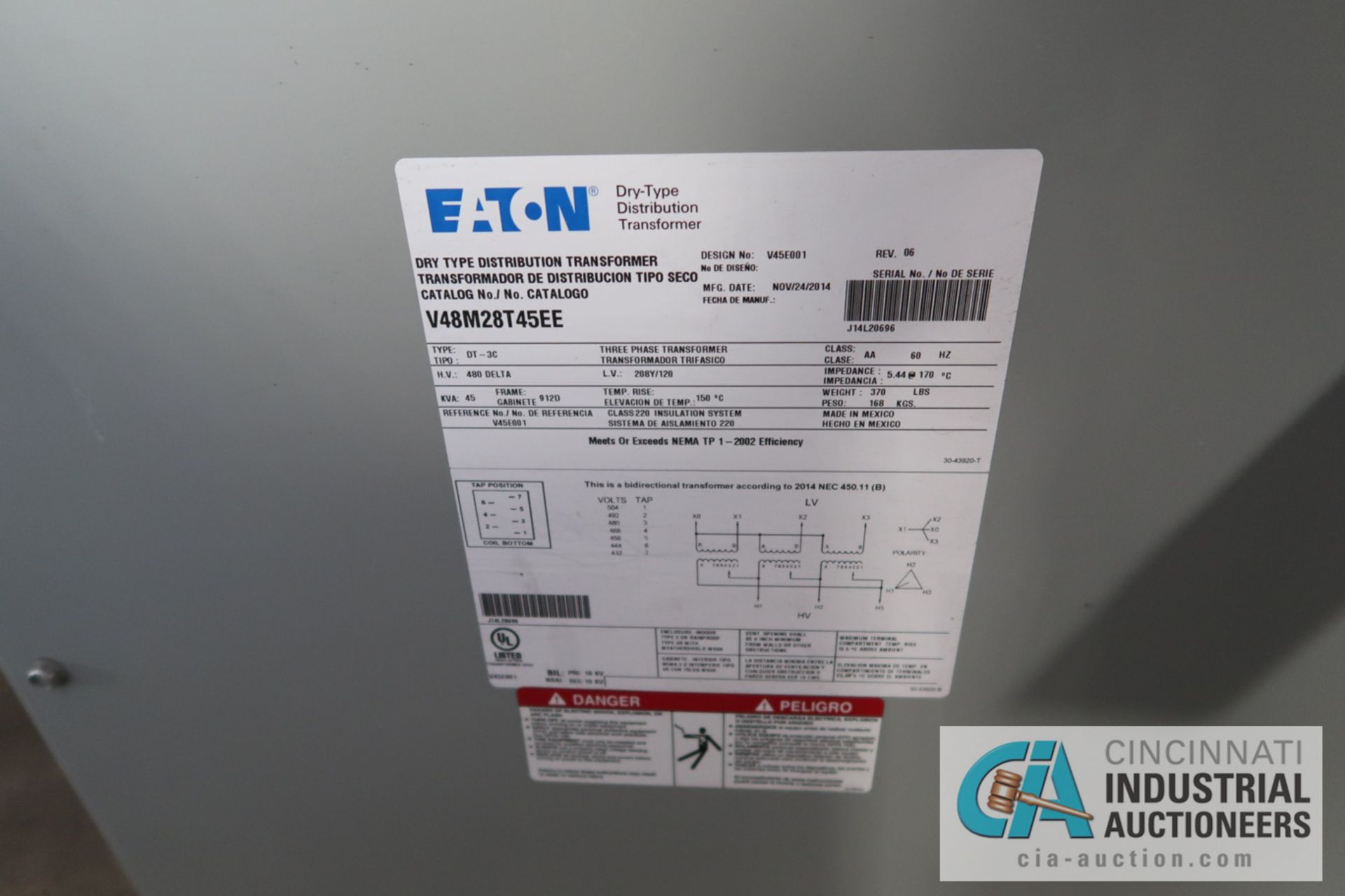 45 KVA EATON DRY TYPE TRANSFORMER - Image 2 of 2