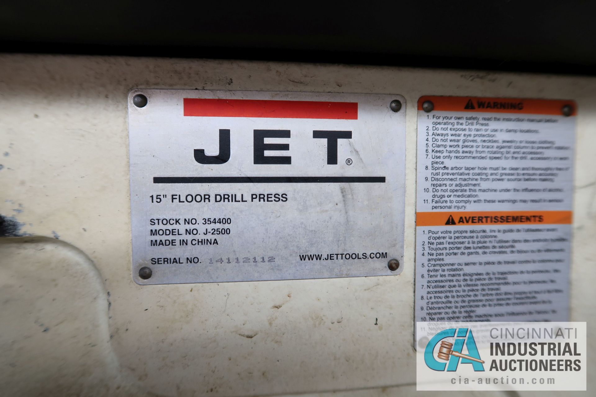 15" JET MODEL J-2500 BENCH DRILL - Image 2 of 4