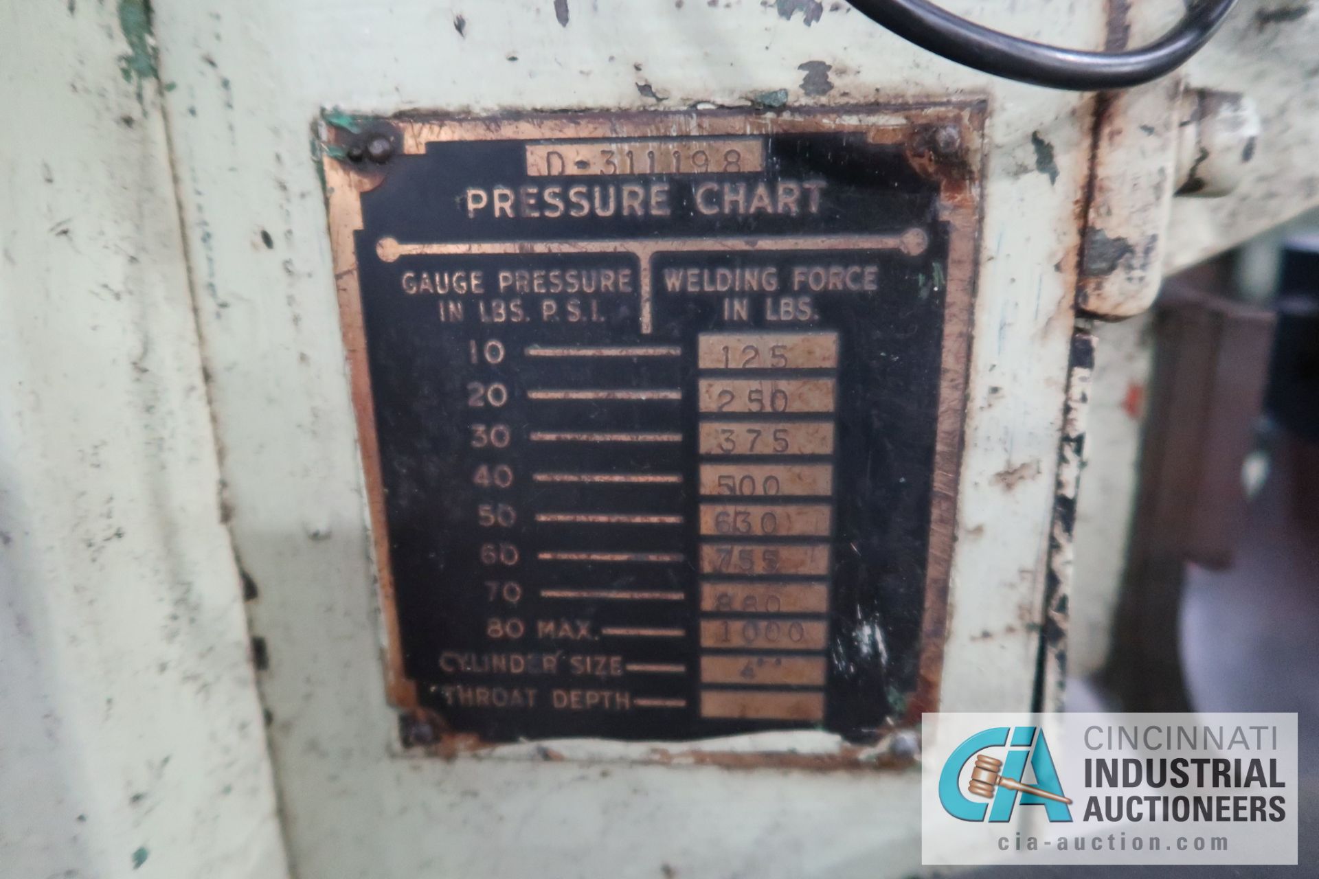 20 KVA TAYLOR-WINFIELD MODEL EB-3-8-20 SPOT WELDER; S/N 68312, TENCITRON MODEL MCS2109 CONTROLS, - Image 4 of 9