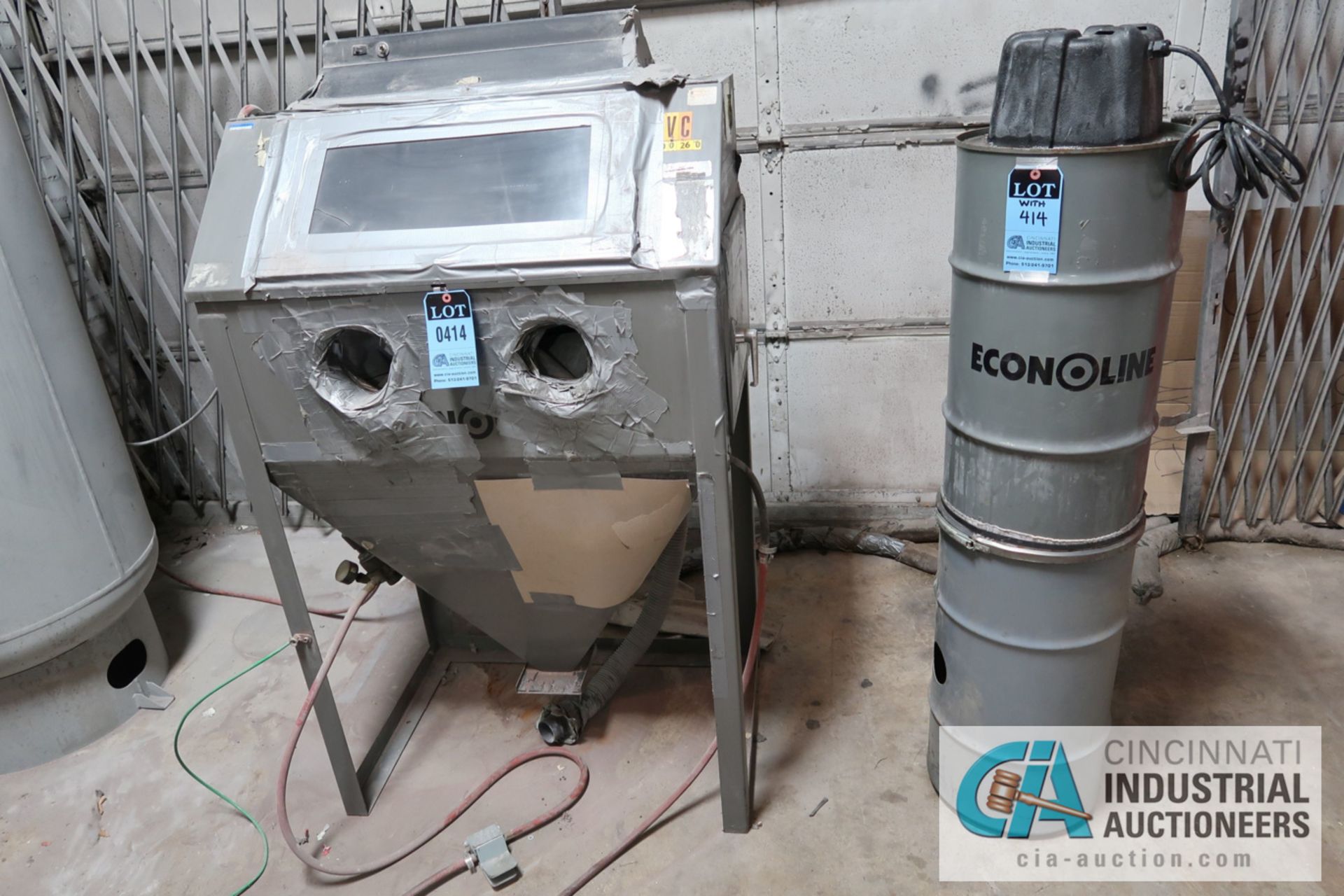 ECONOLINE DRY BLAST CABINET; S/N N/A, WITH DUST COLLECTOR **LOADING FEE DUE THE "ERRA" GRG TRUCKING,