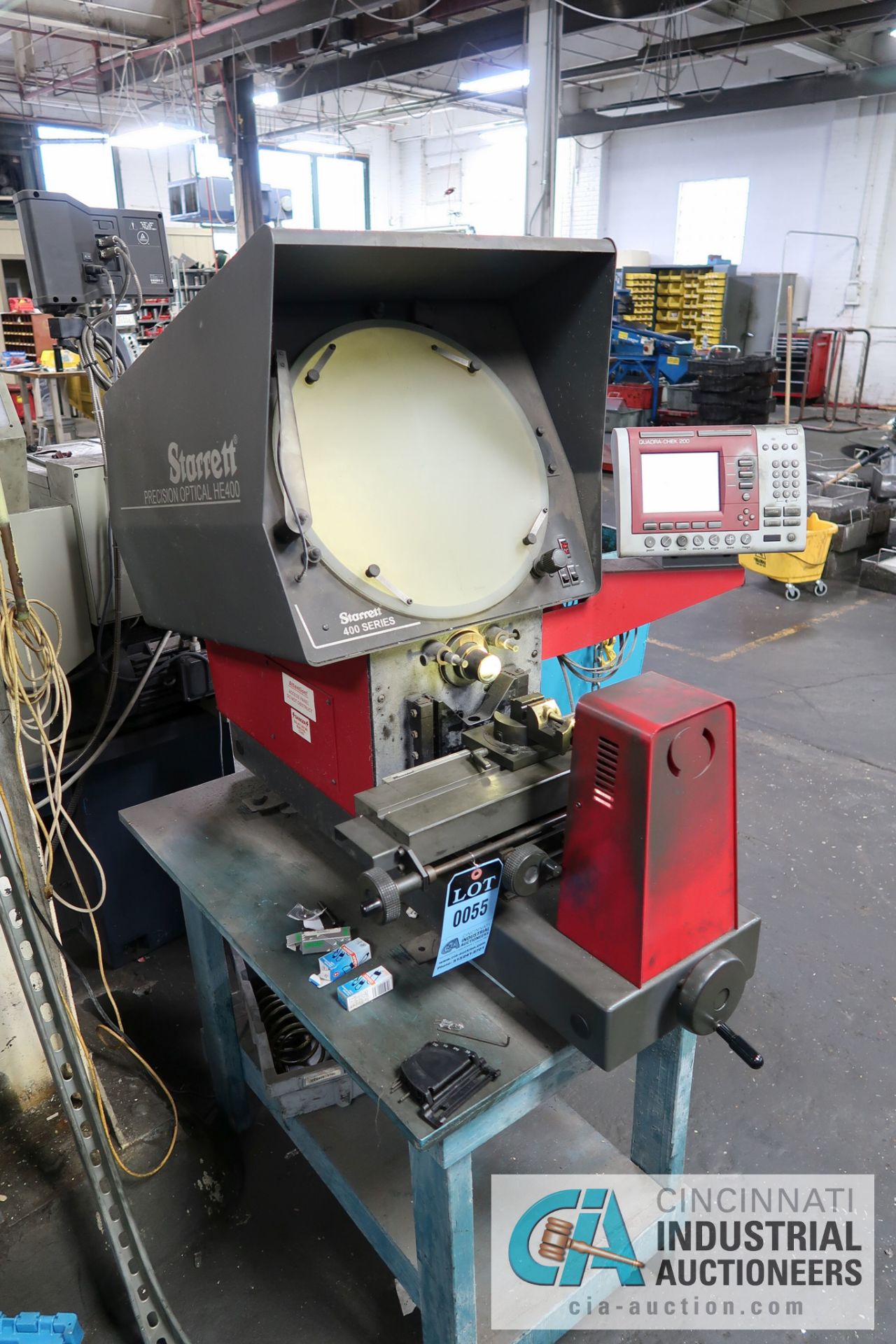 16" STARRETT MODEL HE400 OPTICAL COMPARATOR; S/N 8721G, WITH QUADRA-CHEK 200 DRO **LOADING FEE DUE